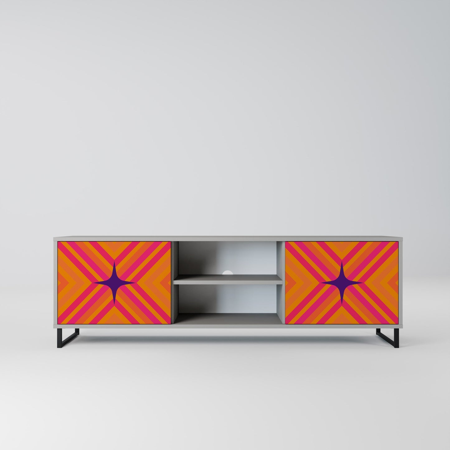GEOMETRIC BRILLIANCE 2-Door TV Stand in Grey Finish
