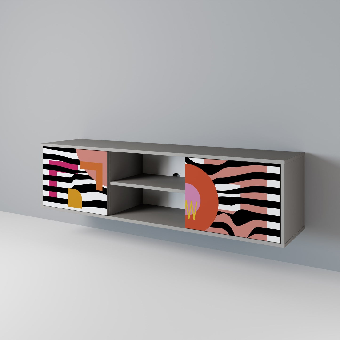 CHROMATIC ABSTRACT 2-Door TV Stand in Grey Finish