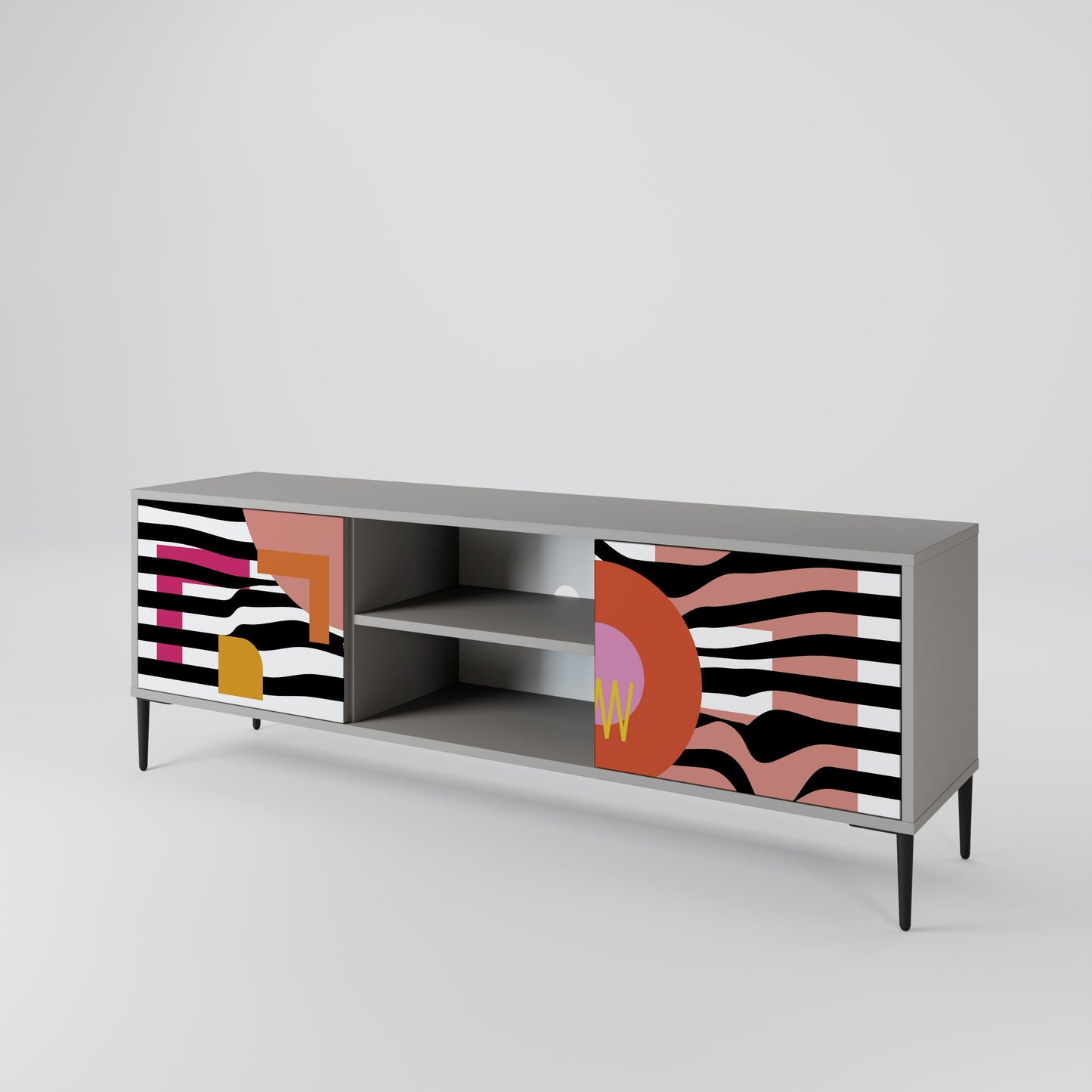 CHROMATIC ABSTRACT 2-Door TV Stand in Grey Finish