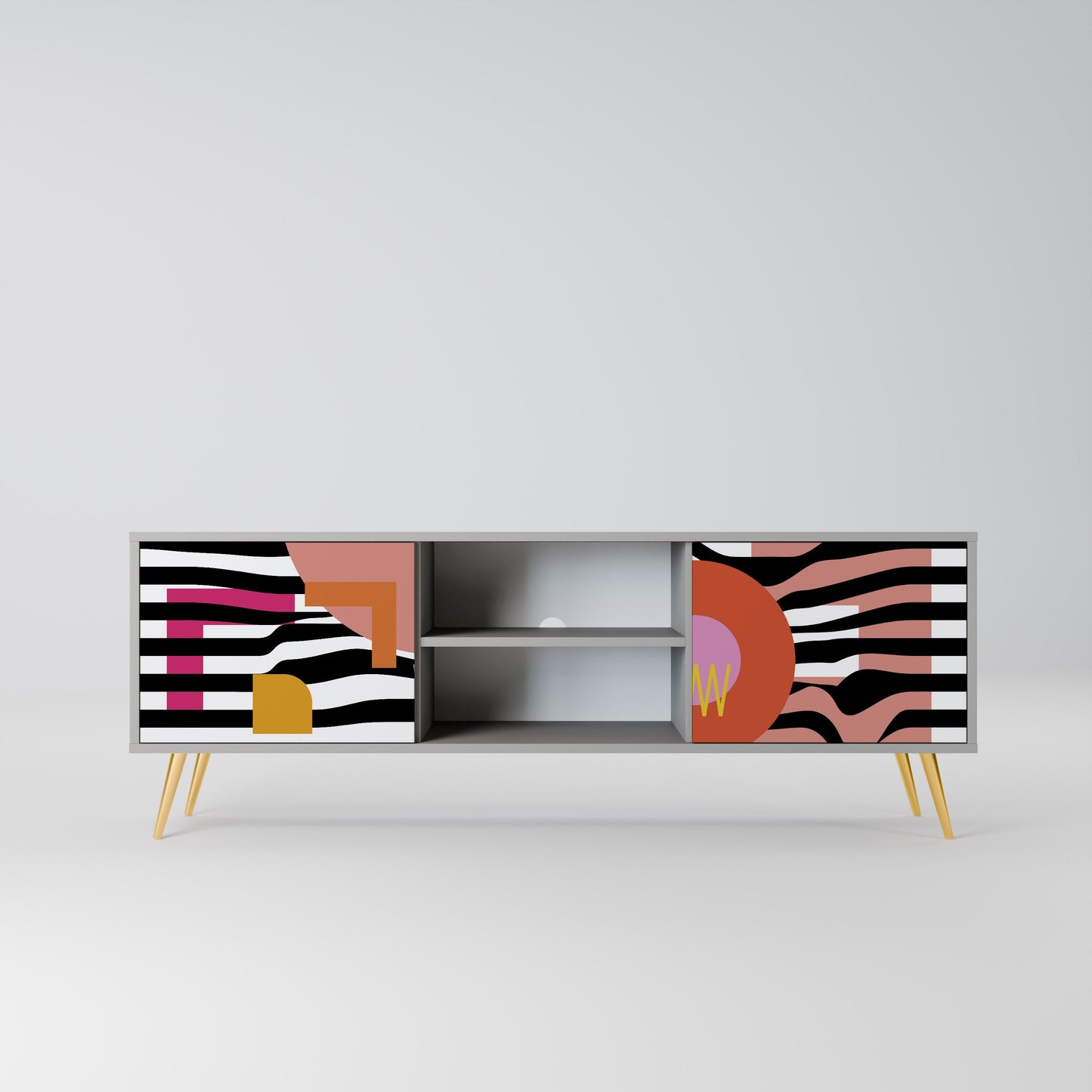 CHROMATIC ABSTRACT 2-Door TV Stand in Grey Finish