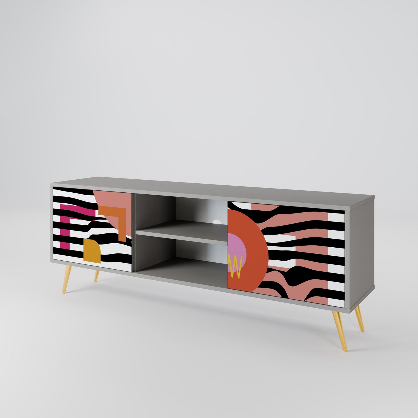 CHROMATIC ABSTRACT 2-Door TV Stand in Grey Finish