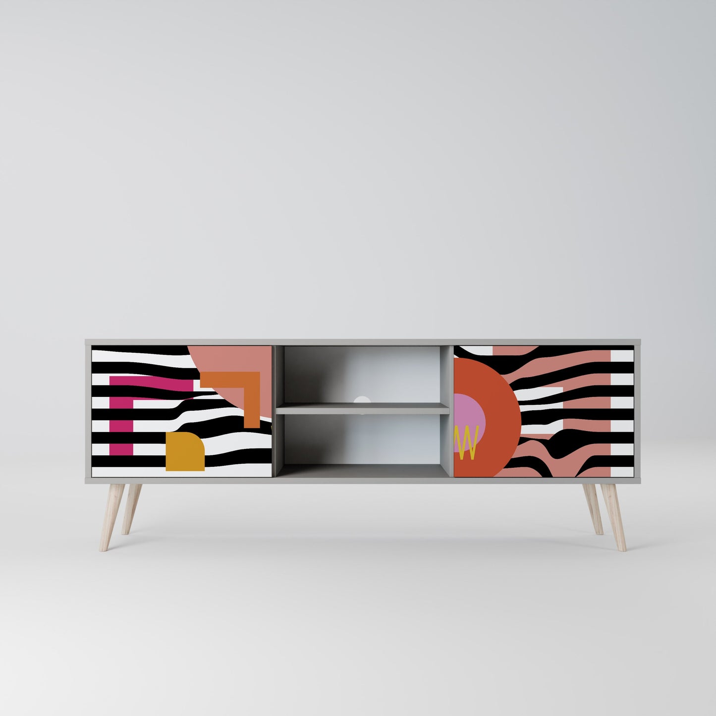 CHROMATIC ABSTRACT 2-Door TV Stand in Grey Finish
