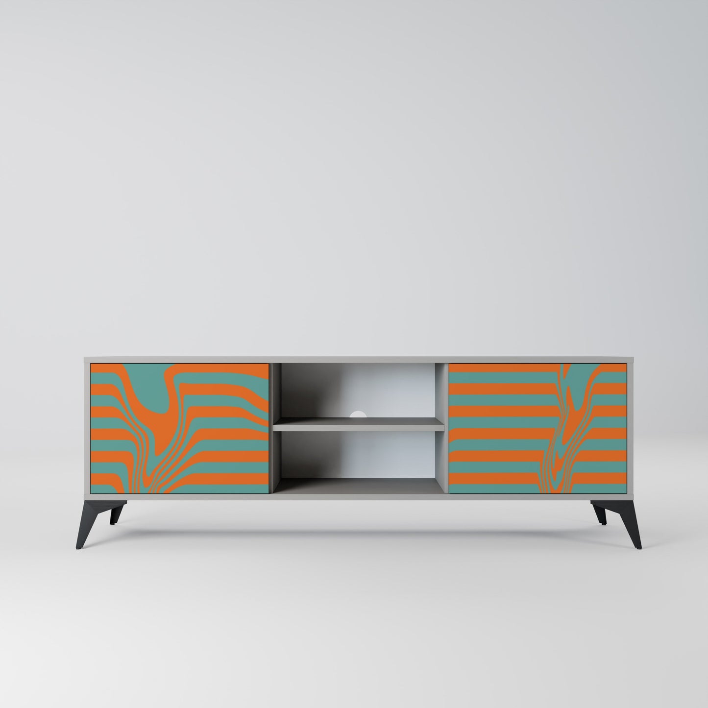 LINE COLLAPSE 2-Door TV Stand in Grey Finish