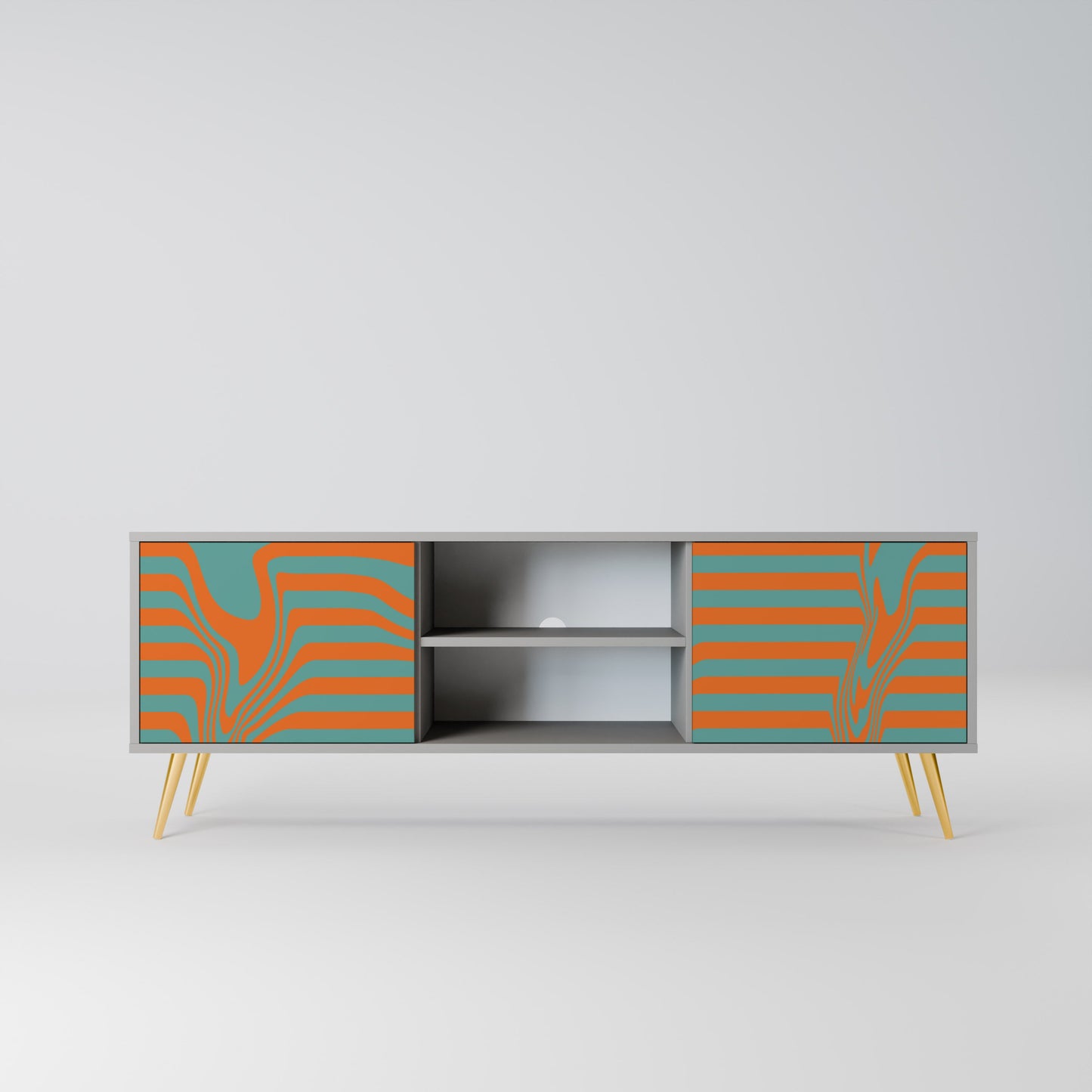 LINE COLLAPSE 2-Door TV Stand in Grey Finish