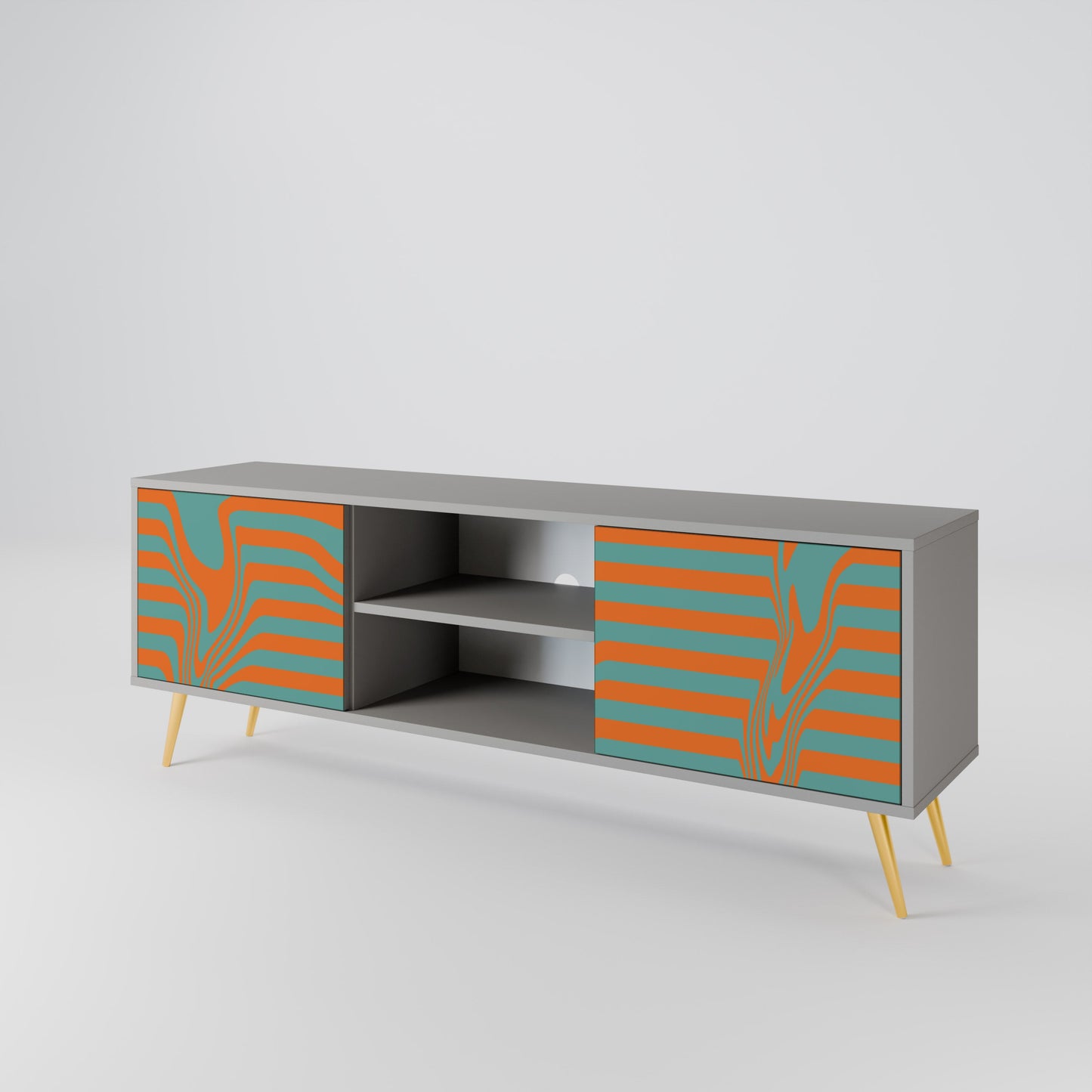 LINE COLLAPSE 2-Door TV Stand in Grey Finish
