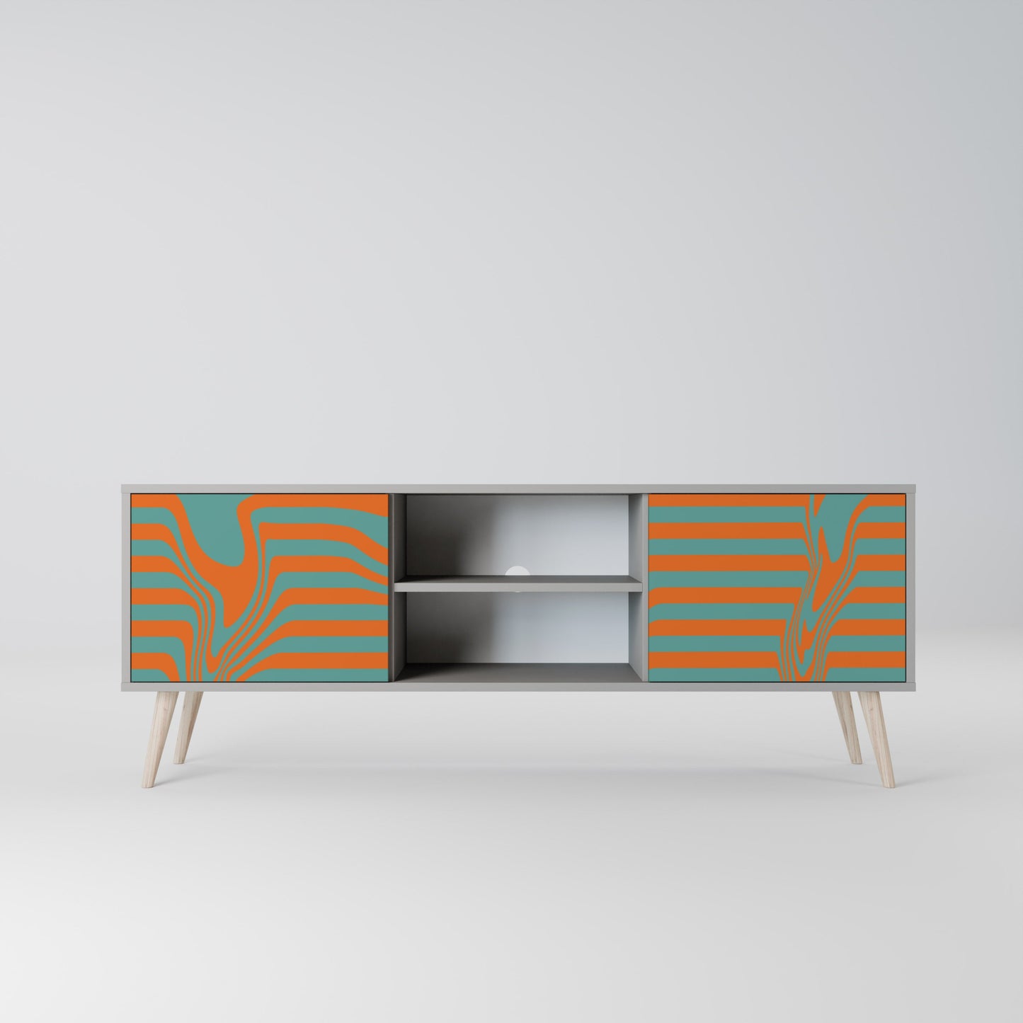 LINE COLLAPSE 2-Door TV Stand in Grey Finish