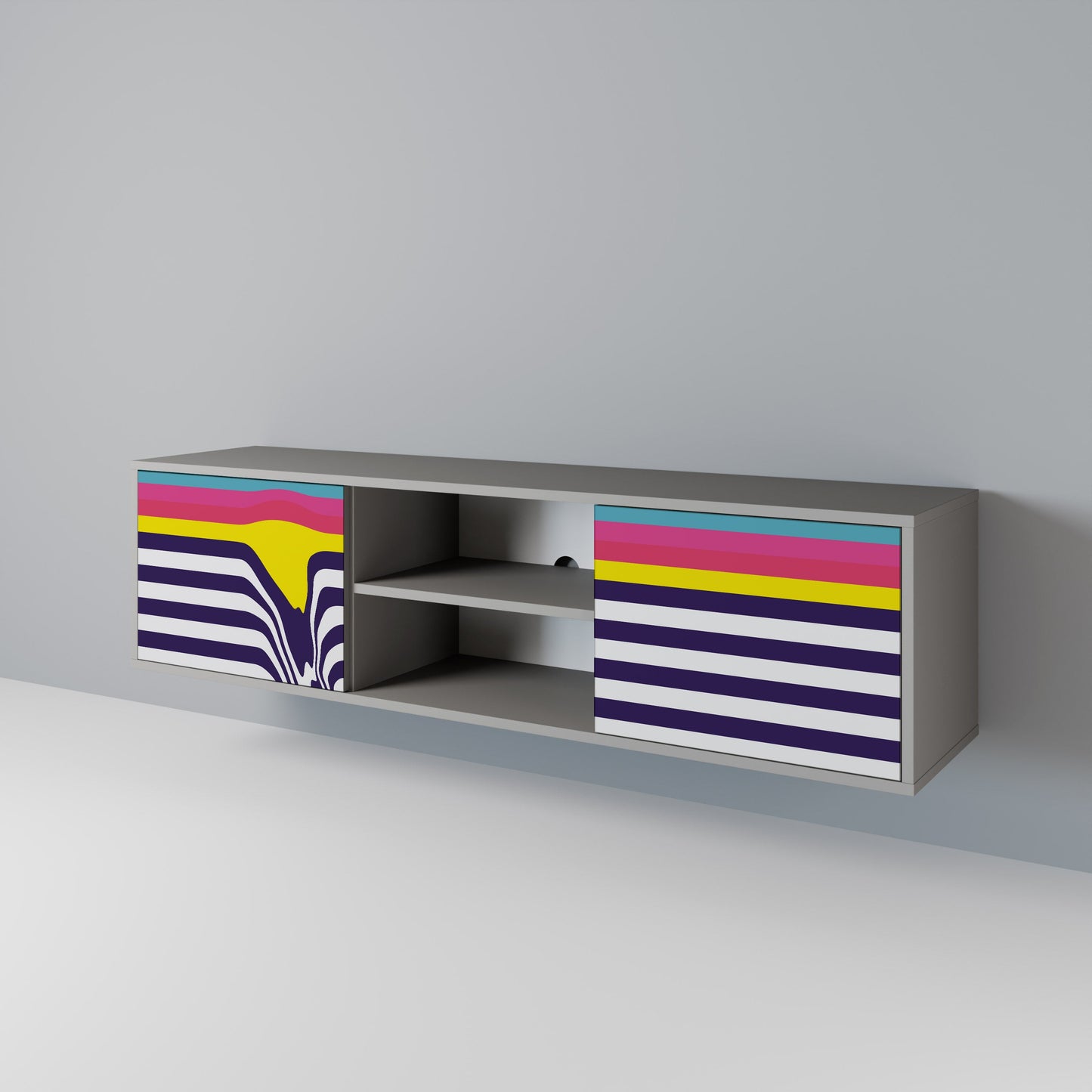 COLORFUL DIVERSION 2-Door TV Stand in Grey Finish