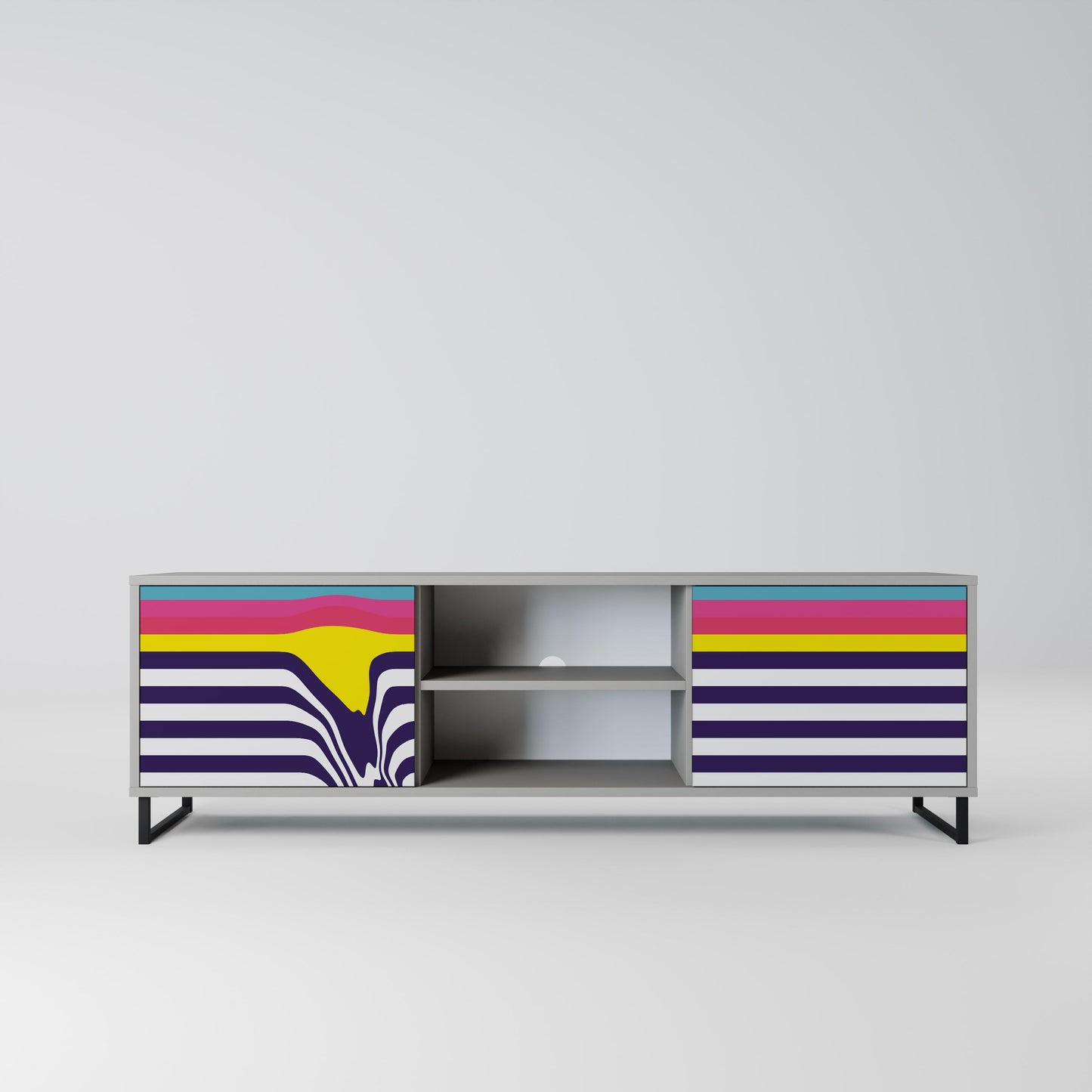 COLORFUL DIVERSION 2-Door TV Stand in Grey Finish