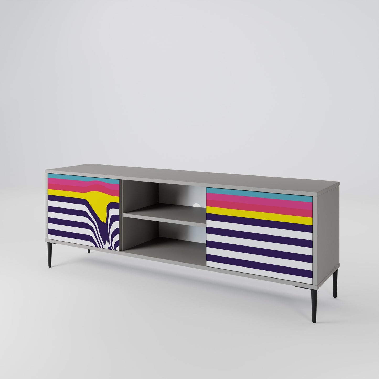 COLORFUL DIVERSION 2-Door TV Stand in Grey Finish