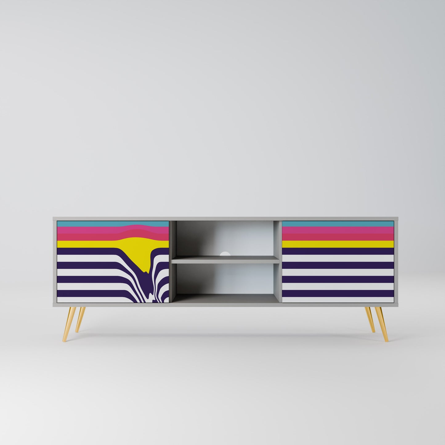 COLORFUL DIVERSION 2-Door TV Stand in Grey Finish