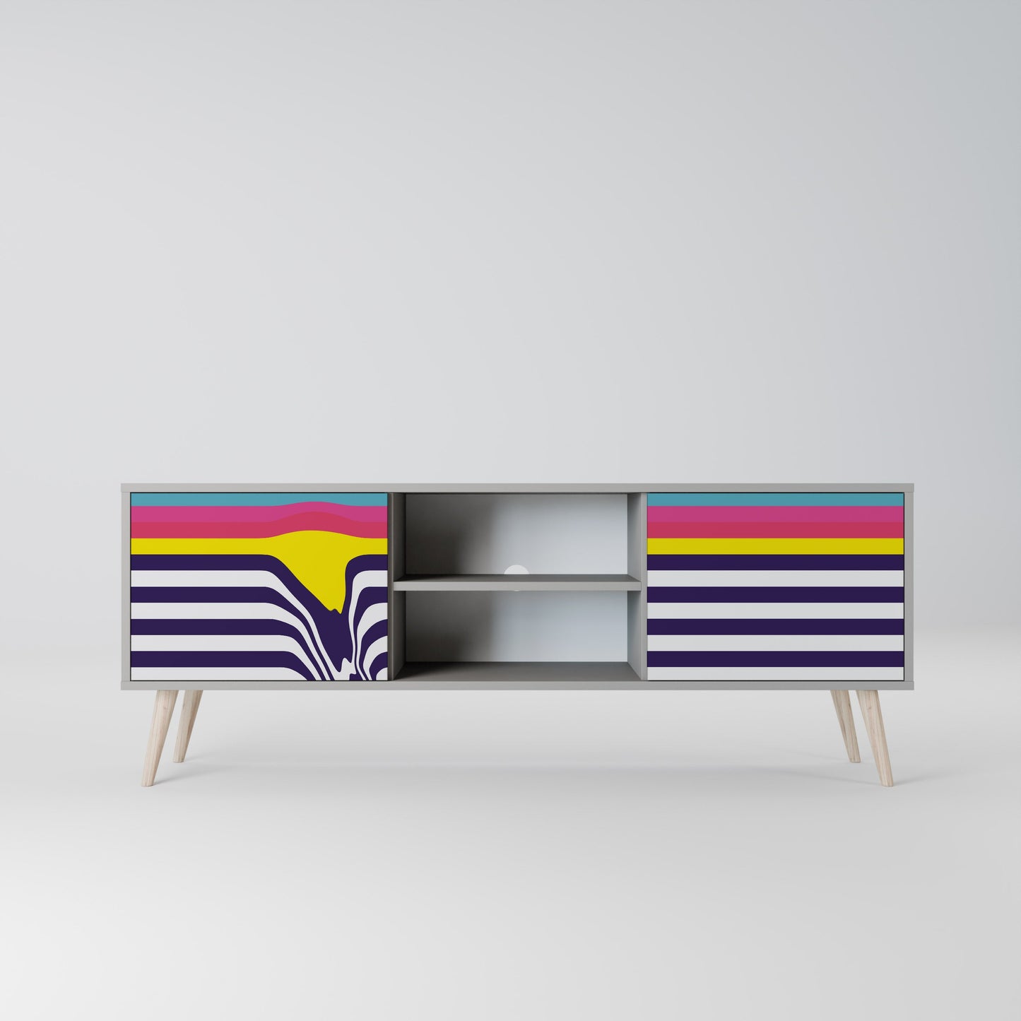 COLORFUL DIVERSION 2-Door TV Stand in Grey Finish