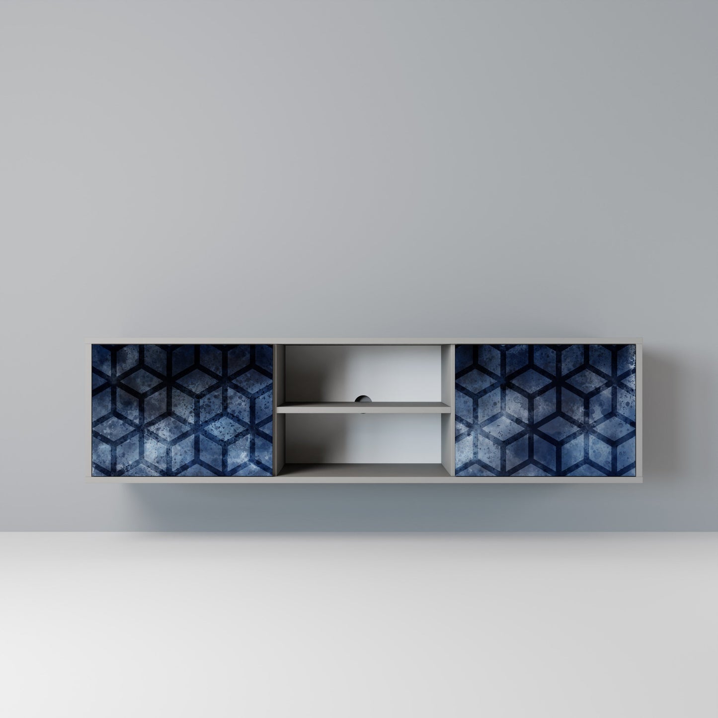 CUBIC MIST 2-Door TV Stand in Grey Finish