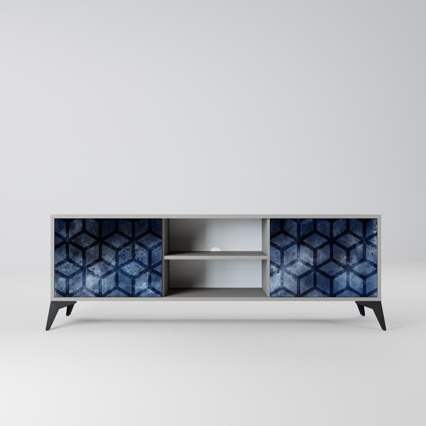 CUBIC MIST 2-Door TV Stand in Grey Finish