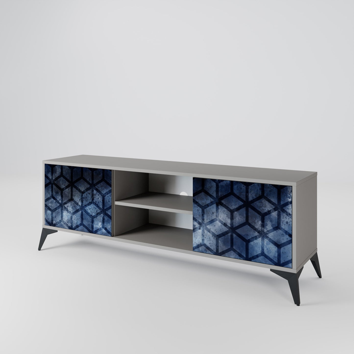 CUBIC MIST 2-Door TV Stand in Grey Finish