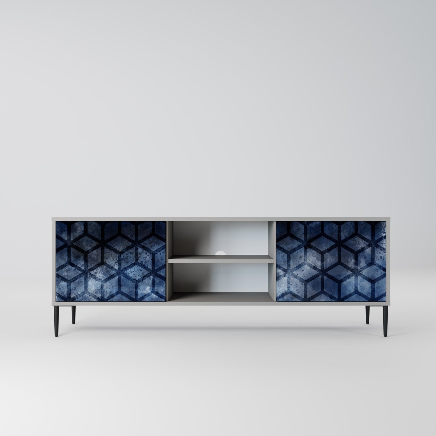 CUBIC MIST 2-Door TV Stand in Grey Finish