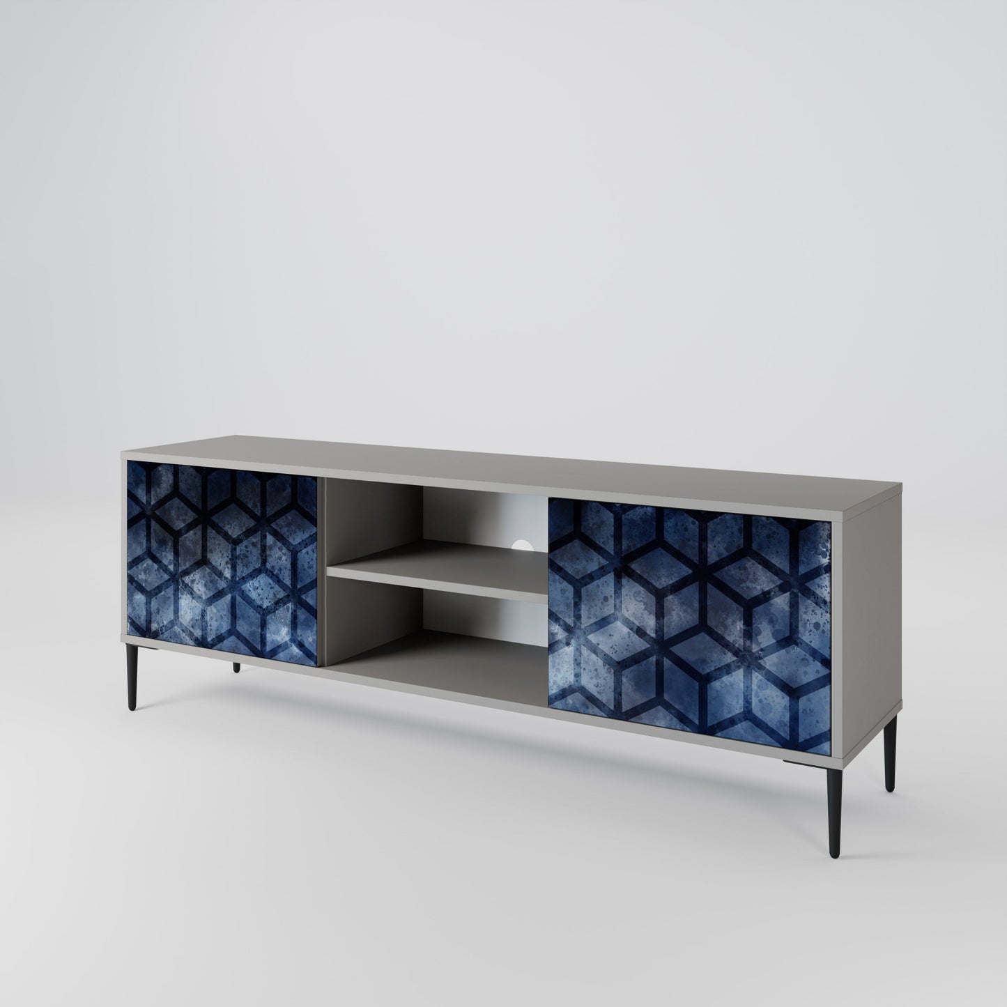 CUBIC MIST 2-Door TV Stand in Grey Finish