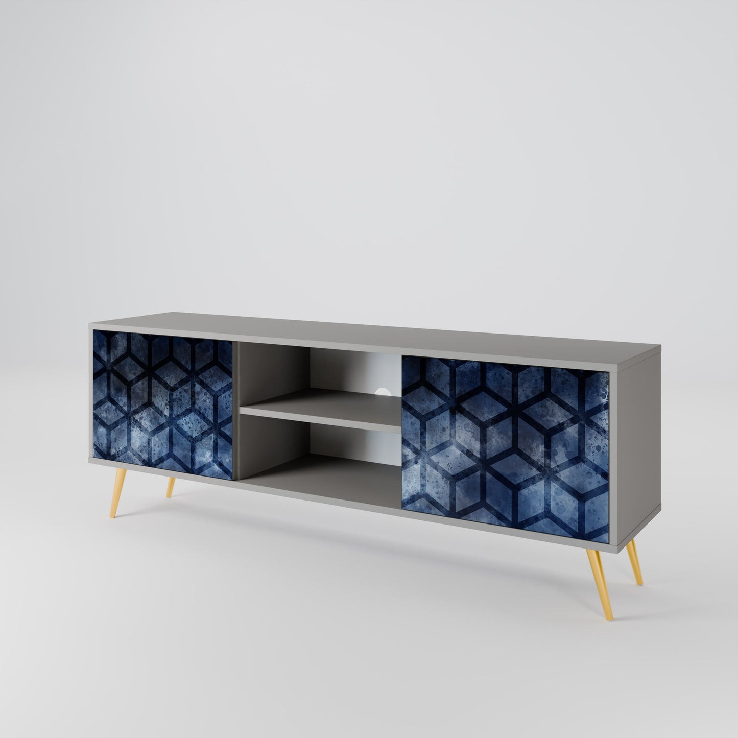 CUBIC MIST 2-Door TV Stand in Grey Finish