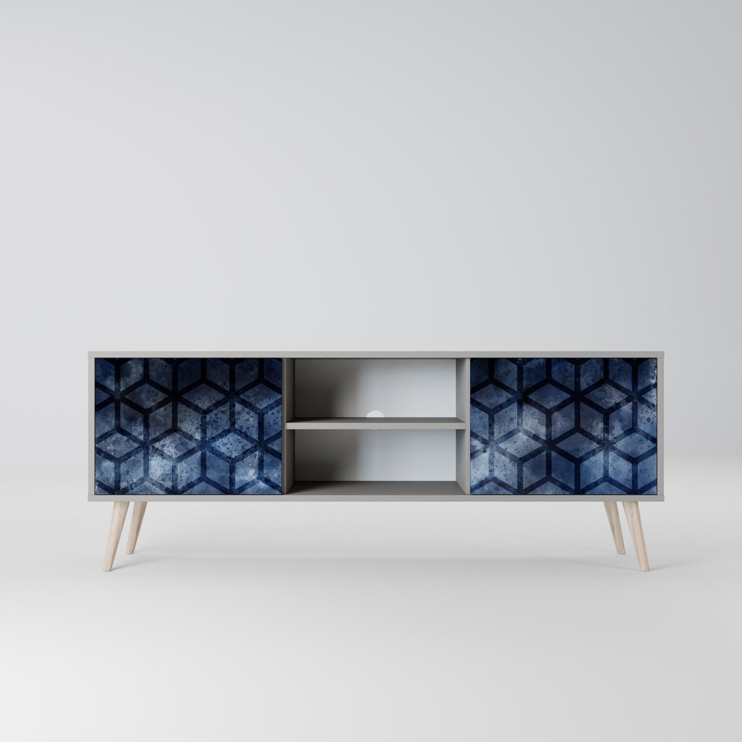 CUBIC MIST 2-Door TV Stand in Grey Finish