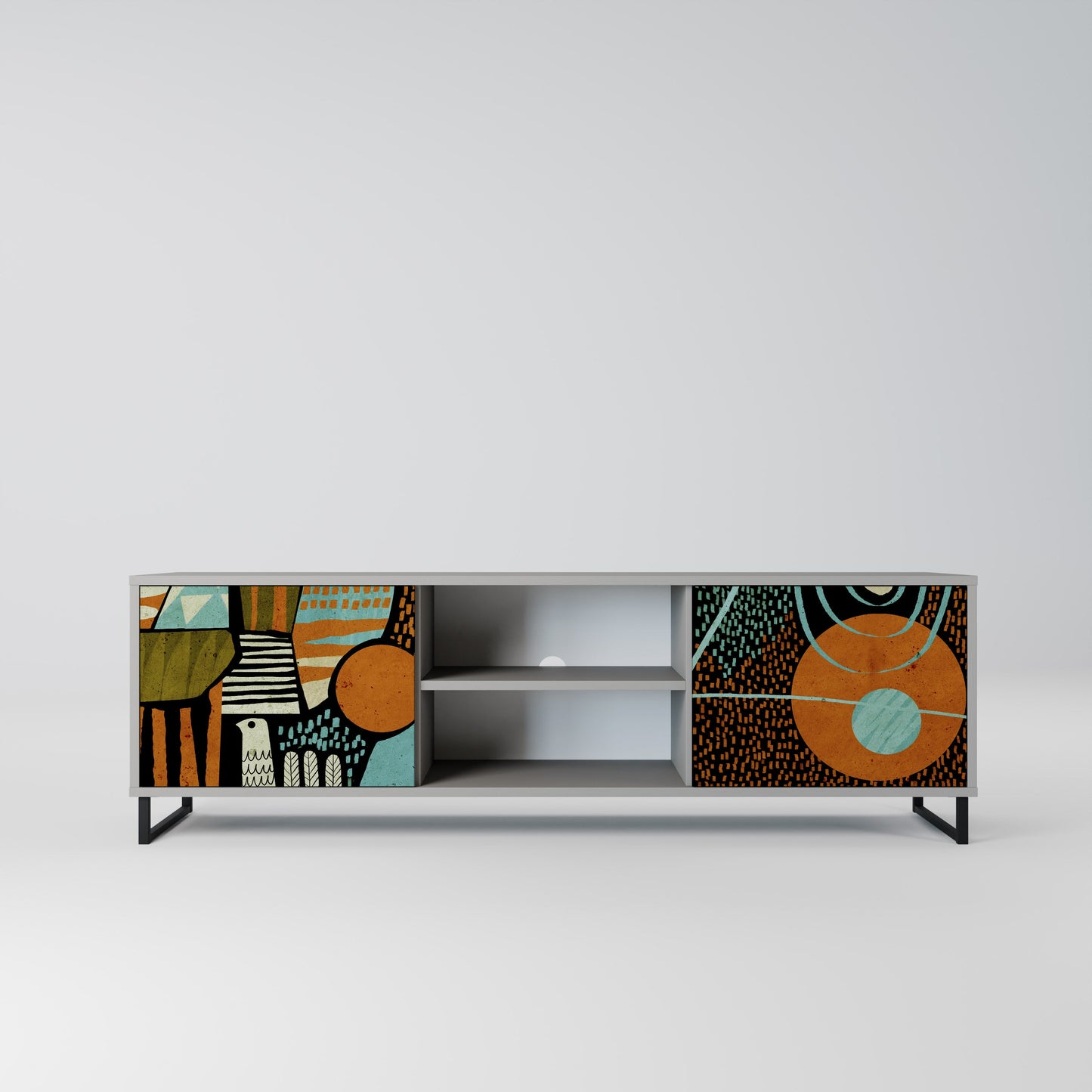 GEODE GLIMMER 2-Door TV Stand in Grey Finish