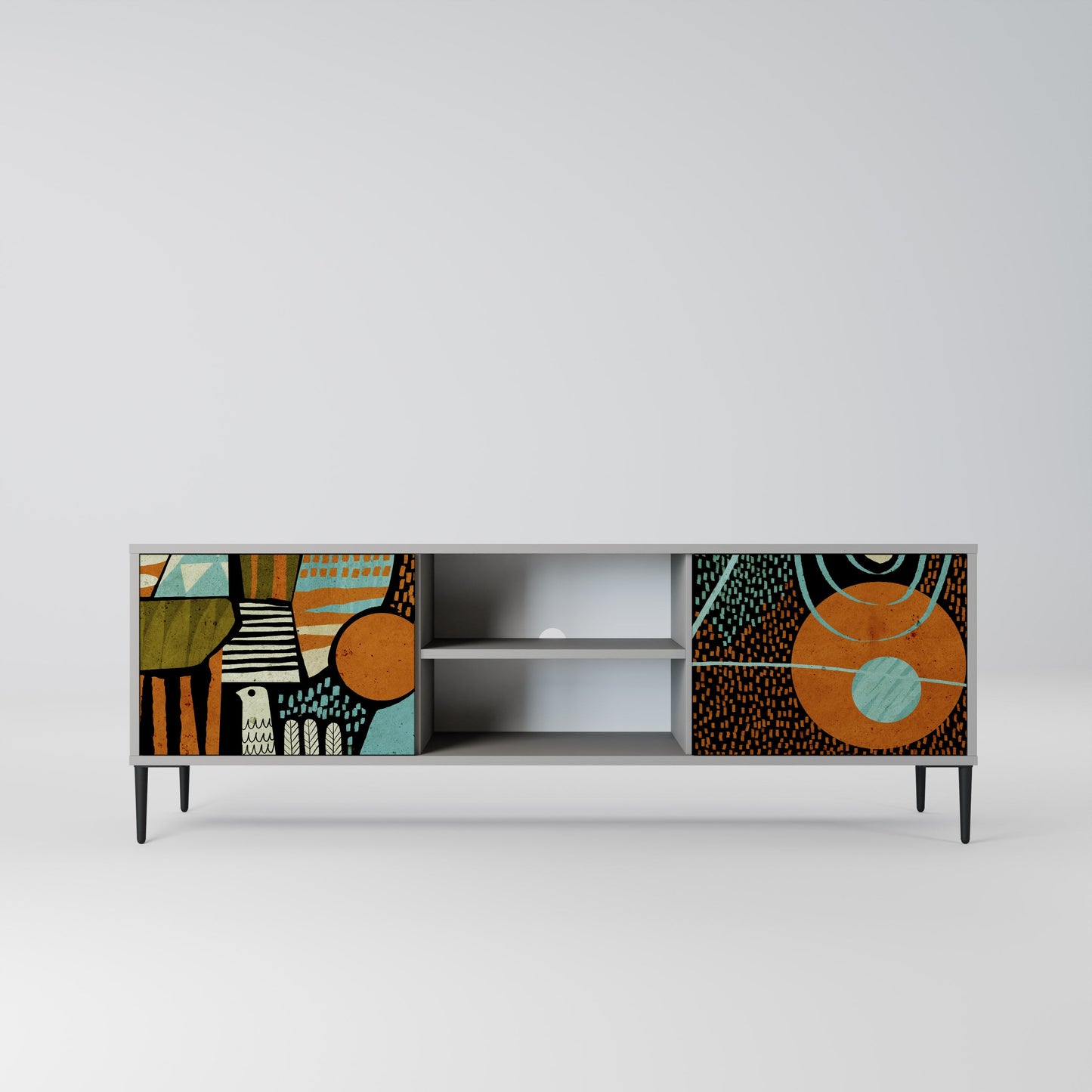 GEODE GLIMMER 2-Door TV Stand in Grey Finish