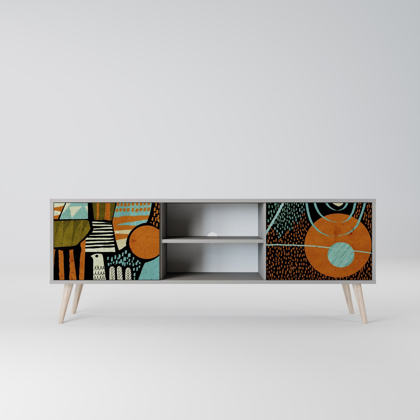 GEODE GLIMMER 2-Door TV Stand in Grey Finish