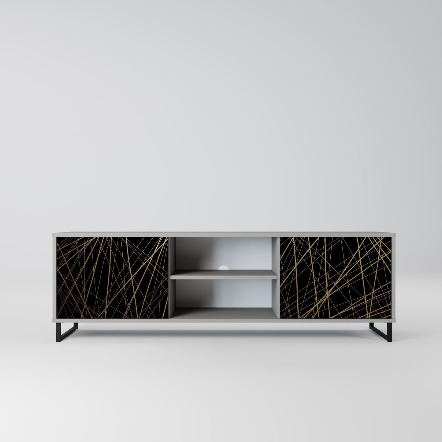 BRIGHT MESH 2-Door TV Stand in Grey Finish