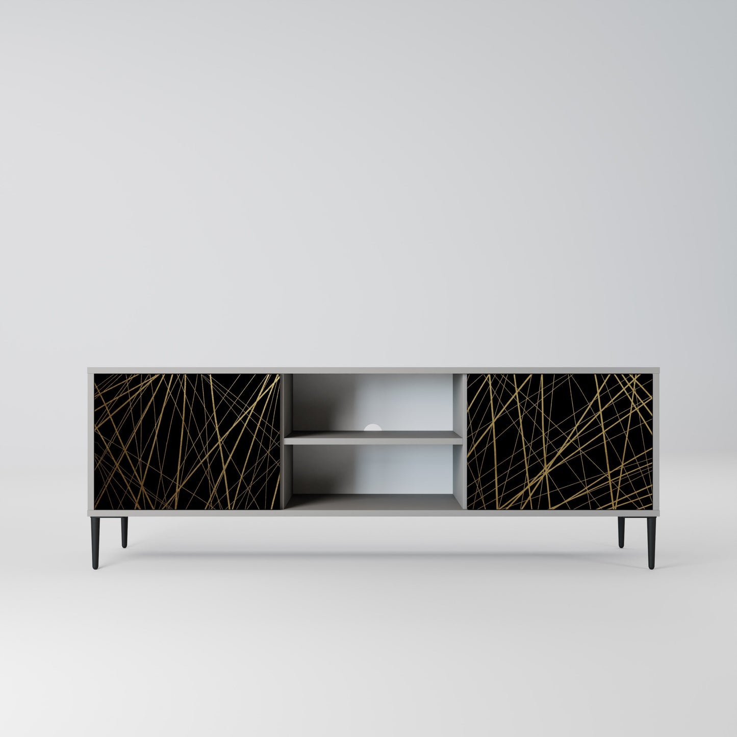 BRIGHT MESH 2-Door TV Stand in Grey Finish