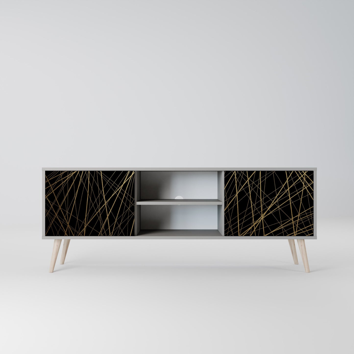 BRIGHT MESH 2-Door TV Stand in Grey Finish