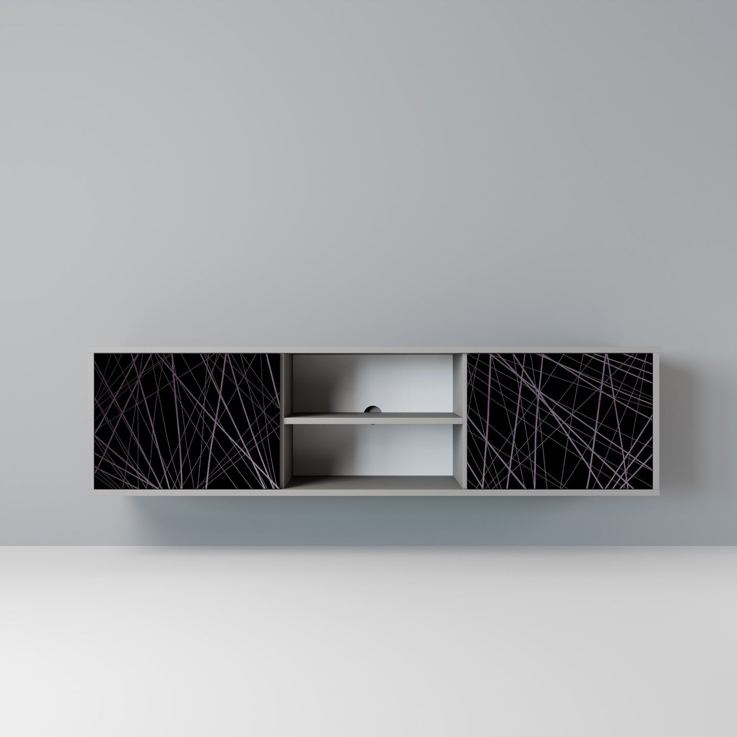 SHIMMER SPIDERGRAM 2-Door TV Stand in Grey Finish