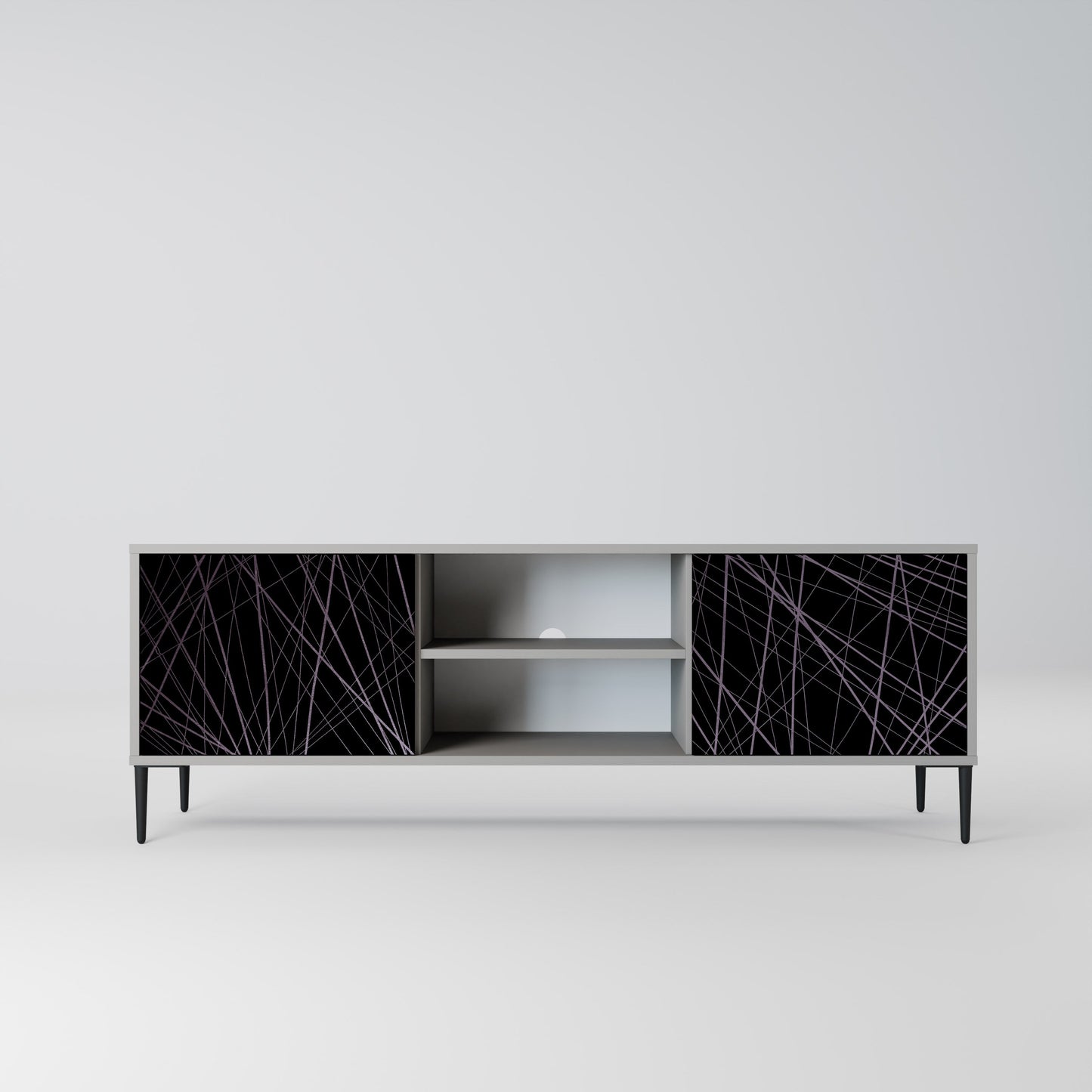 SHIMMER SPIDERGRAM 2-Door TV Stand in Grey Finish