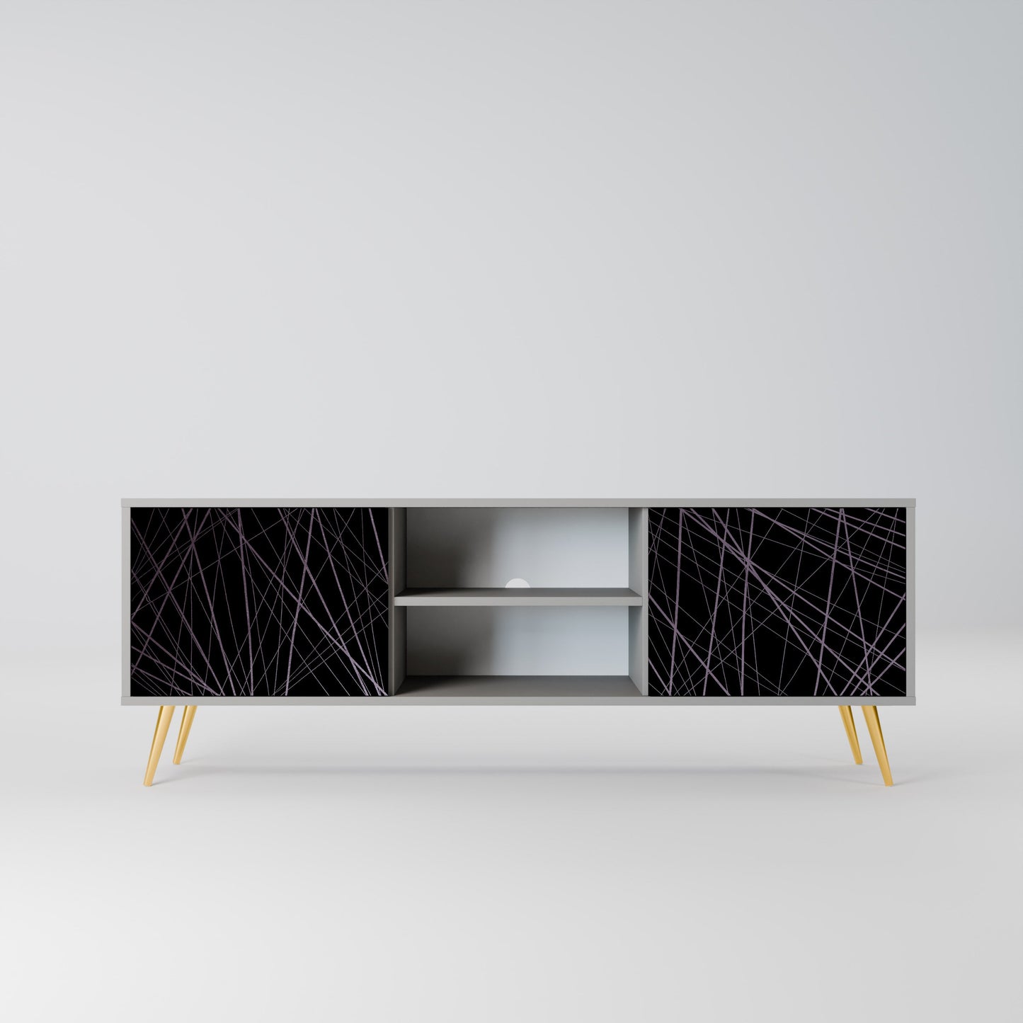 SHIMMER SPIDERGRAM 2-Door TV Stand in Grey Finish