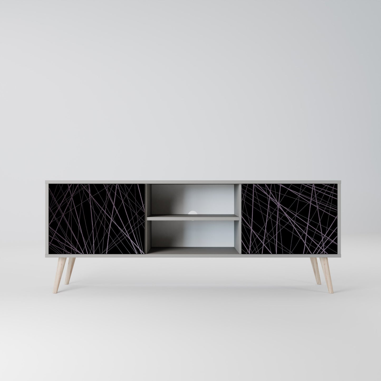 SHIMMER SPIDERGRAM 2-Door TV Stand in Grey Finish