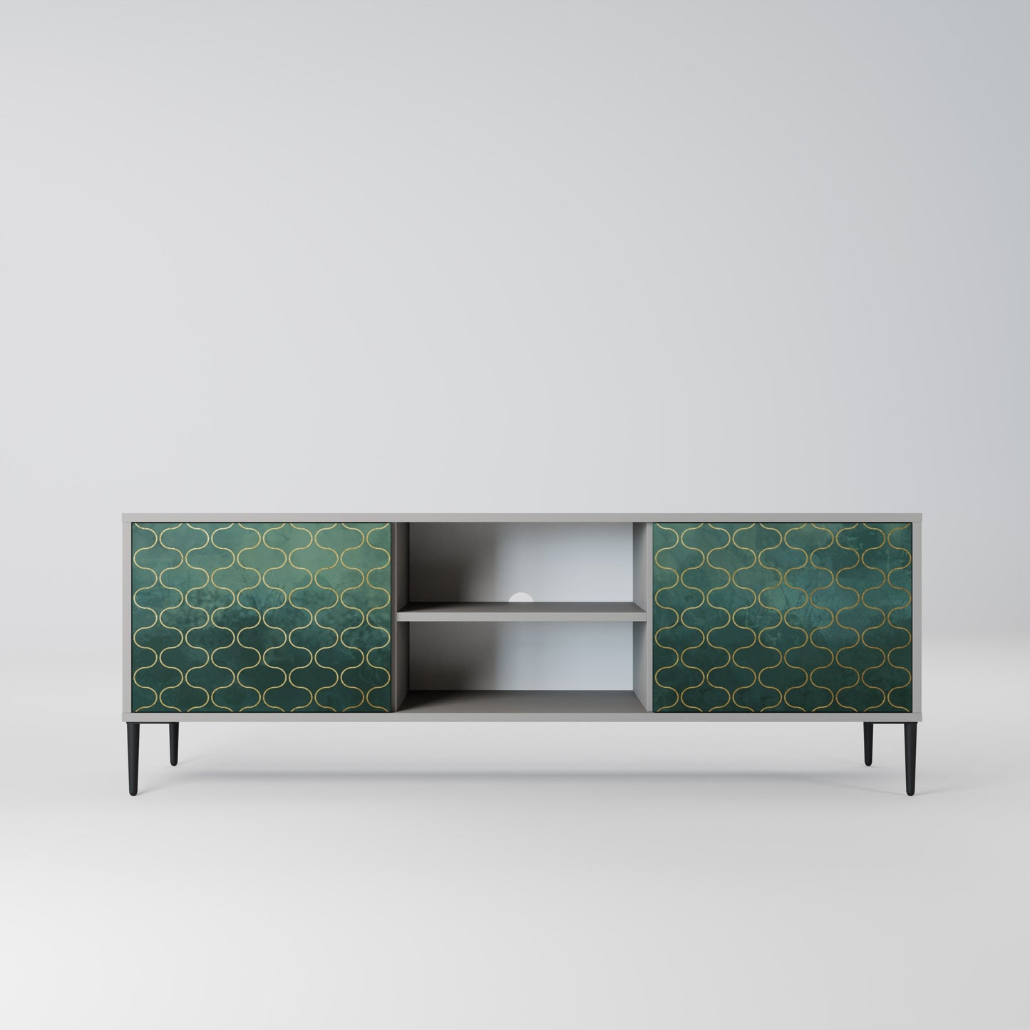 TESSELATED GREENERY 2-Door TV Stand in Grey Finish