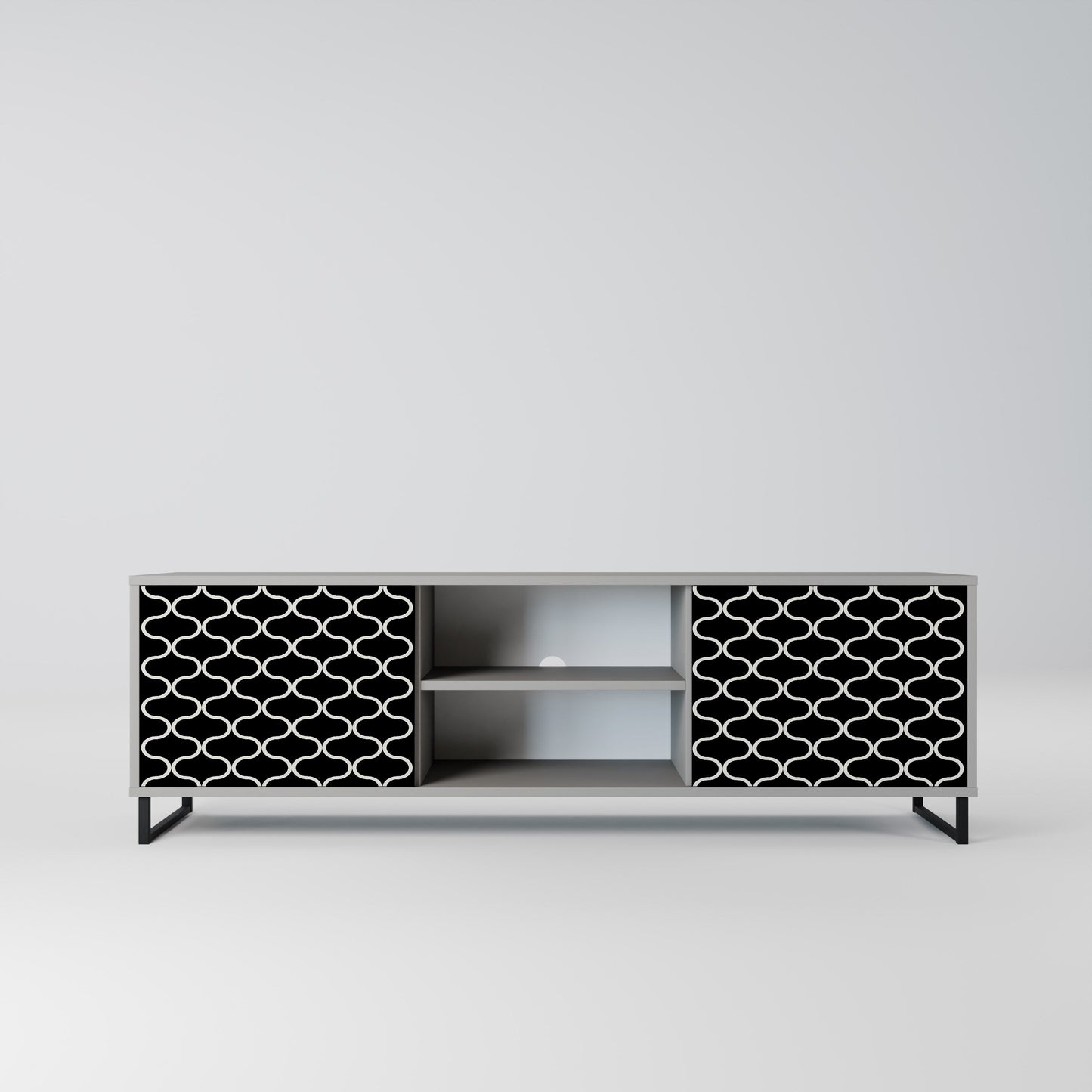 TESSELATED BLACKNESS 2-Door TV Stand in Grey Finish