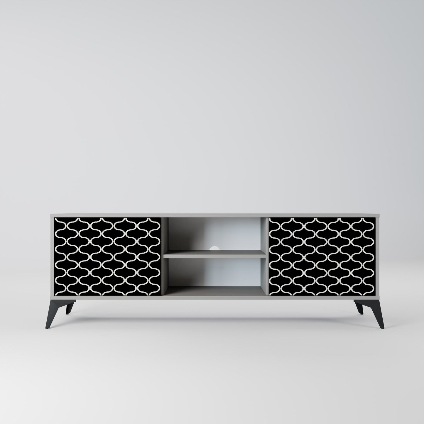 TESSELATED BLACKNESS 2-Door TV Stand in Grey Finish