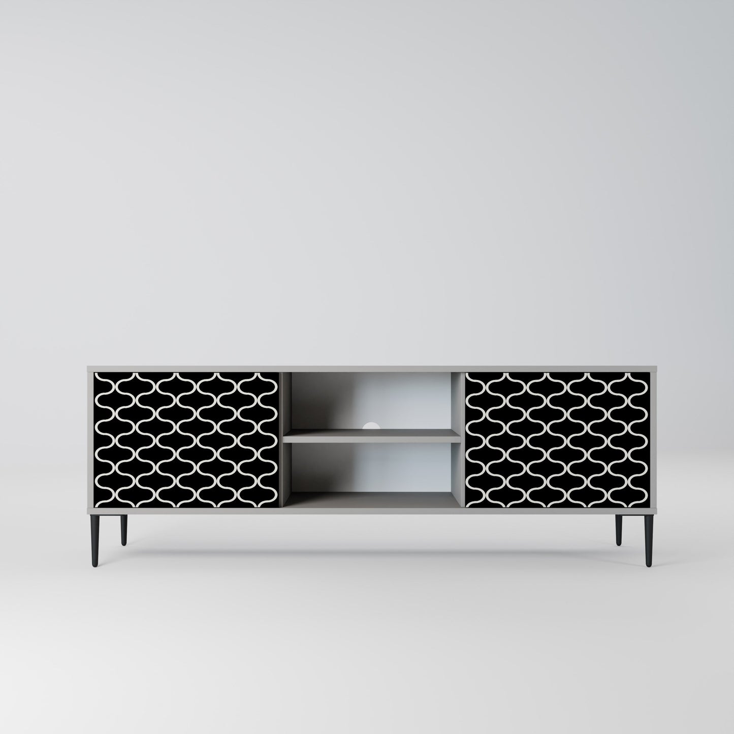 TESSELATED BLACKNESS 2-Door TV Stand in Grey Finish