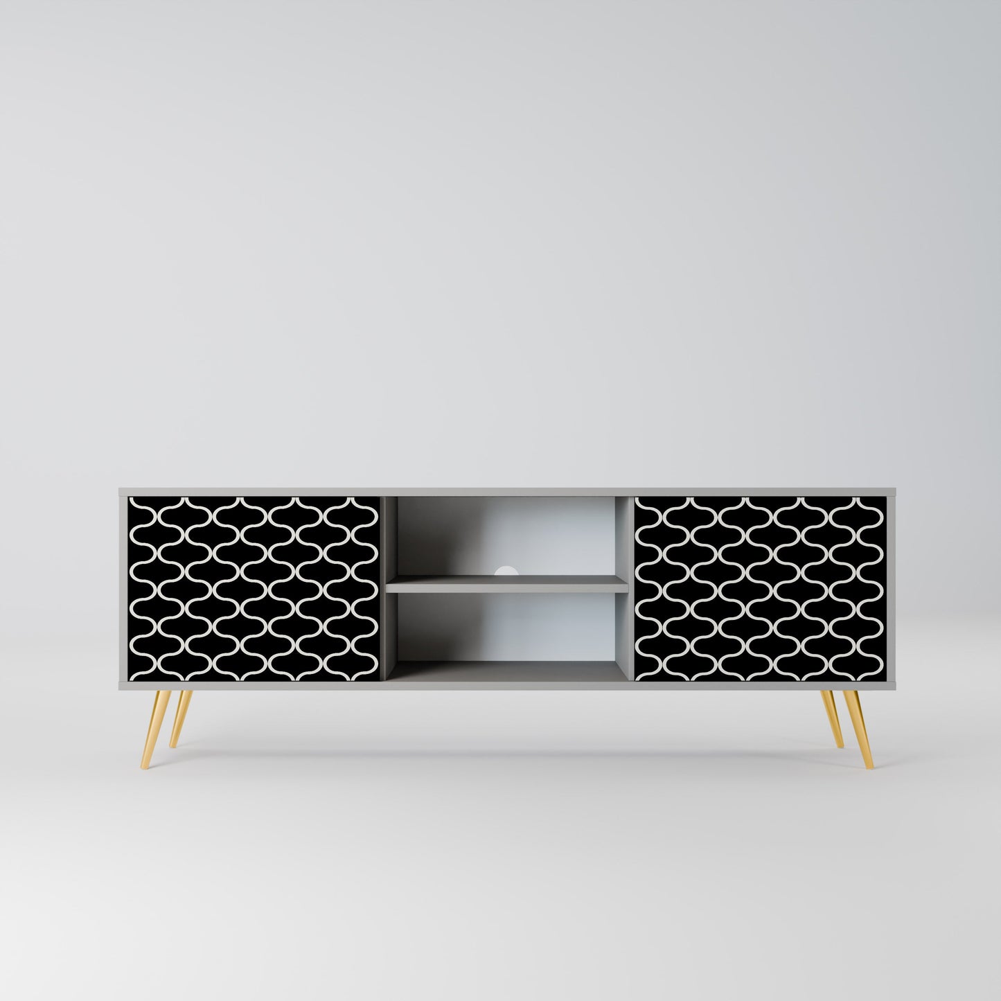 TESSELATED BLACKNESS 2-Door TV Stand in Grey Finish
