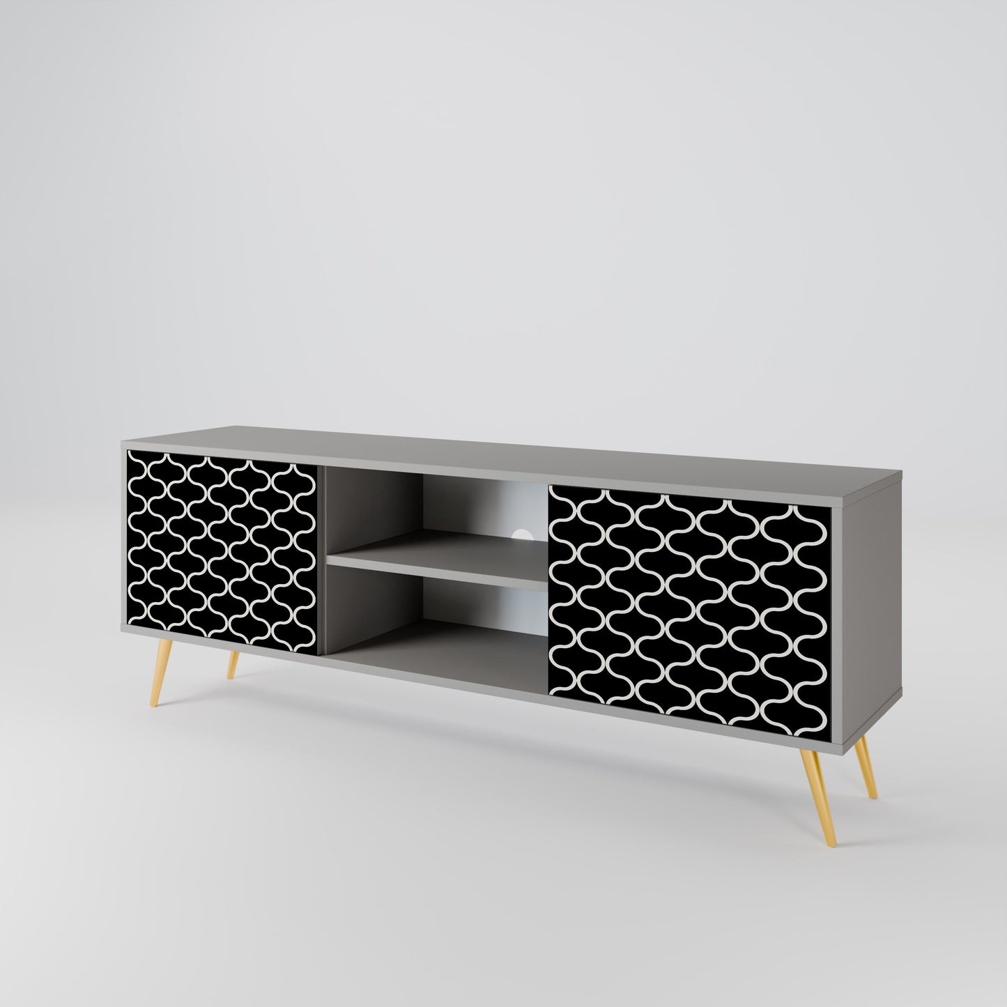 TESSELATED BLACKNESS 2-Door TV Stand in Grey Finish