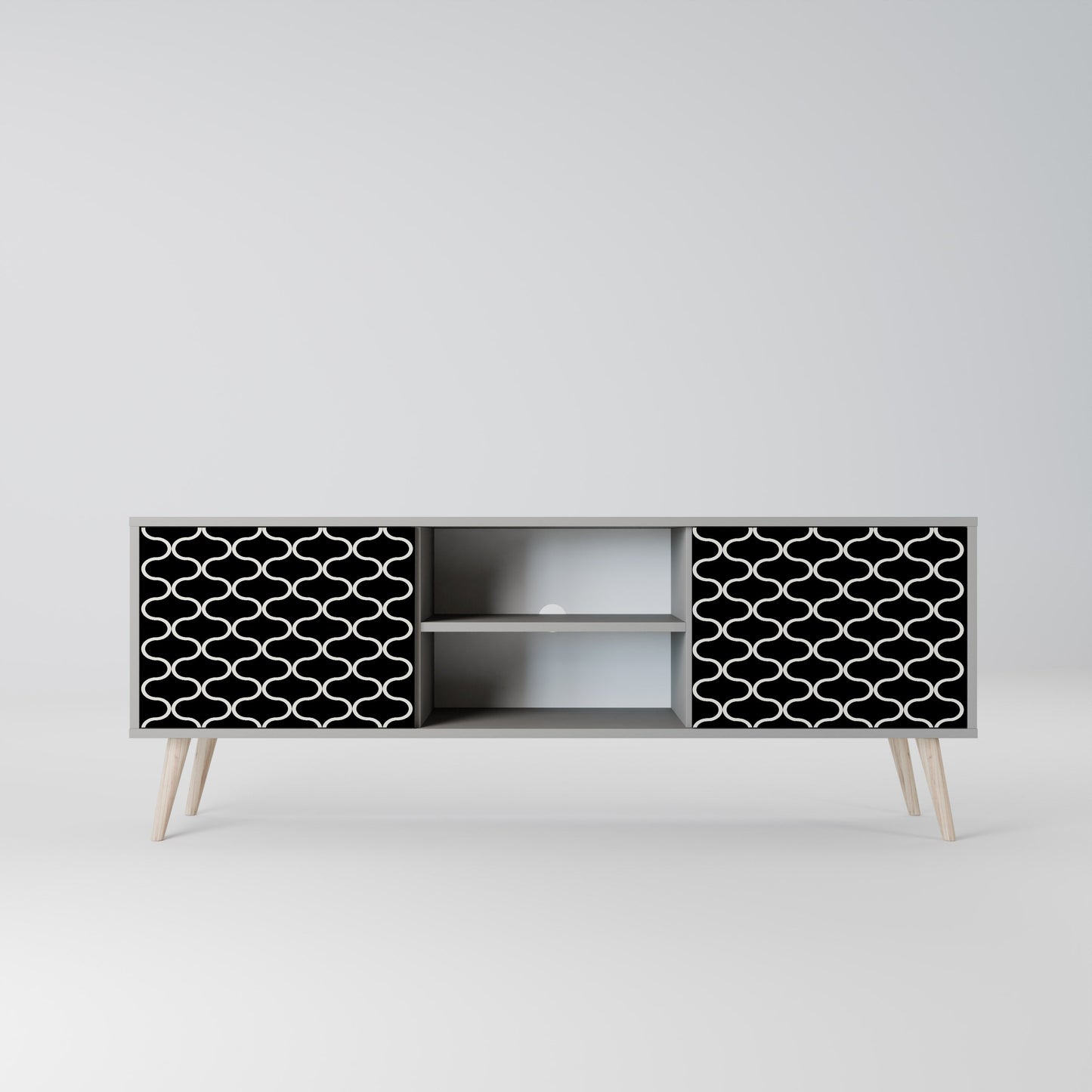 TESSELATED BLACKNESS 2-Door TV Stand in Grey Finish