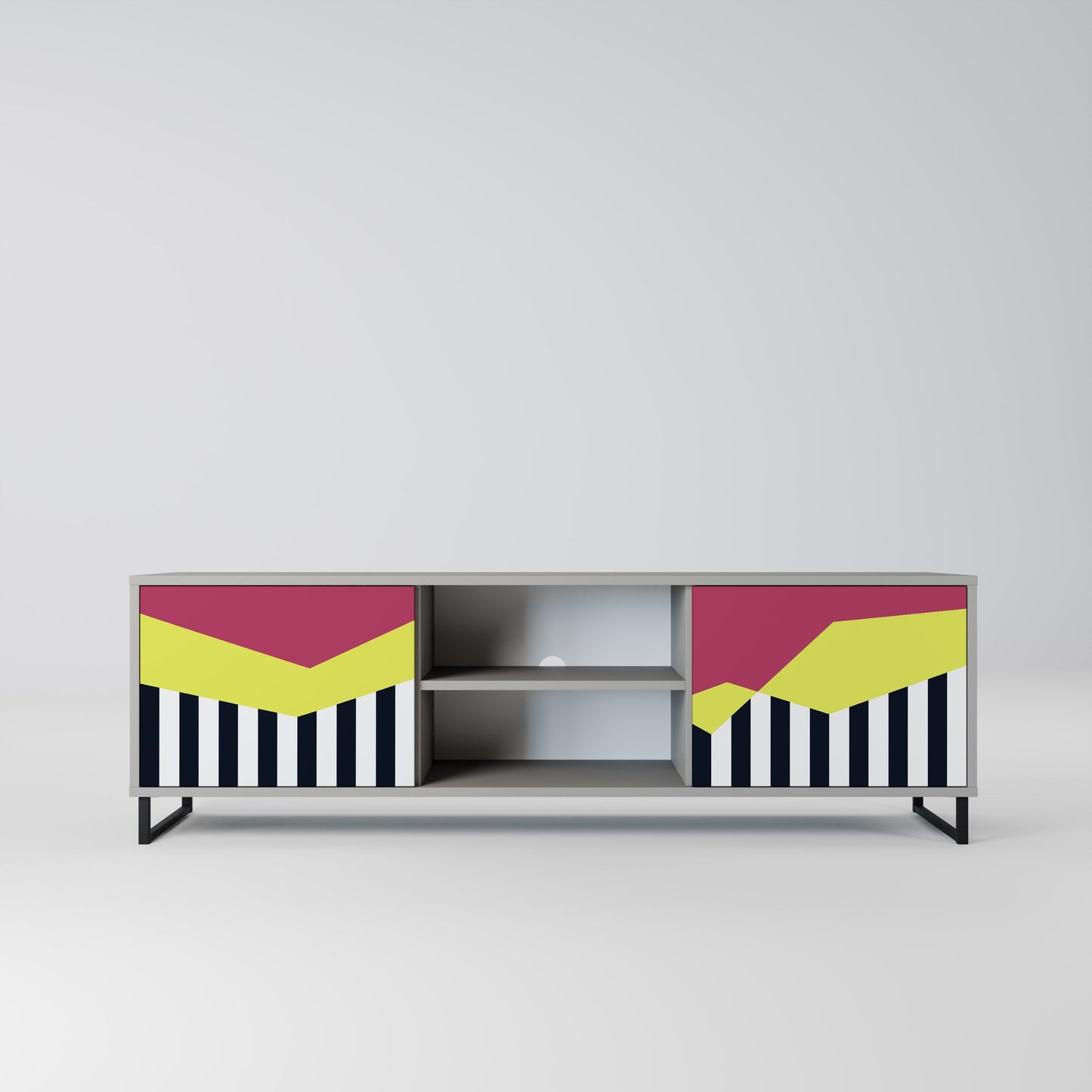 PIANO FANTASY 2-Door TV Stand in Grey Finish