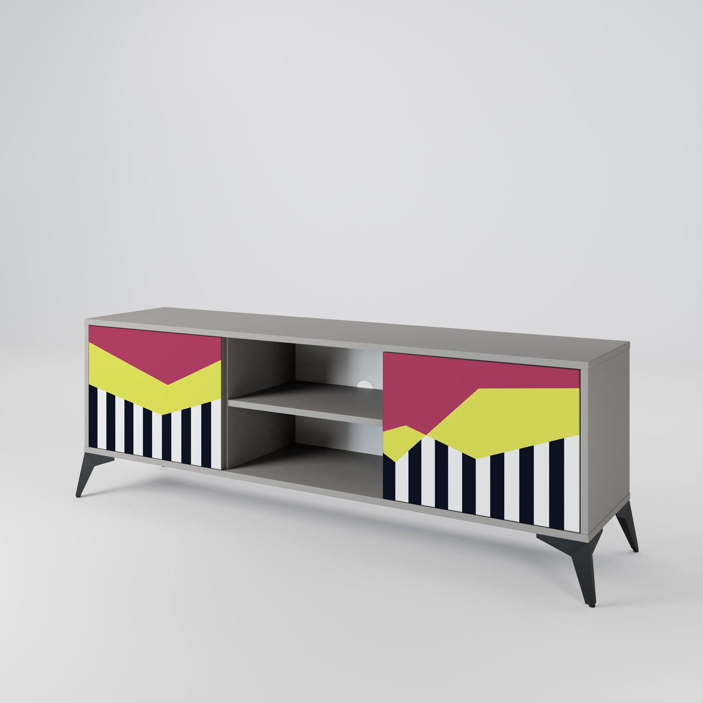 PIANO FANTASY 2-Door TV Stand in Grey Finish