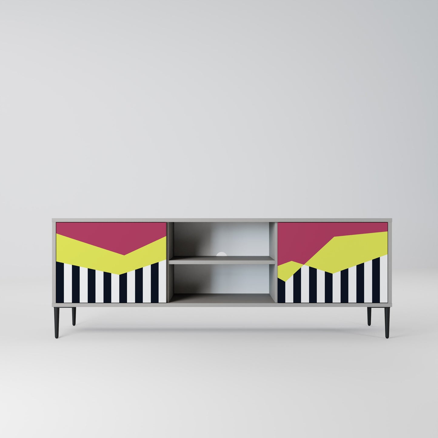 PIANO FANTASY 2-Door TV Stand in Grey Finish
