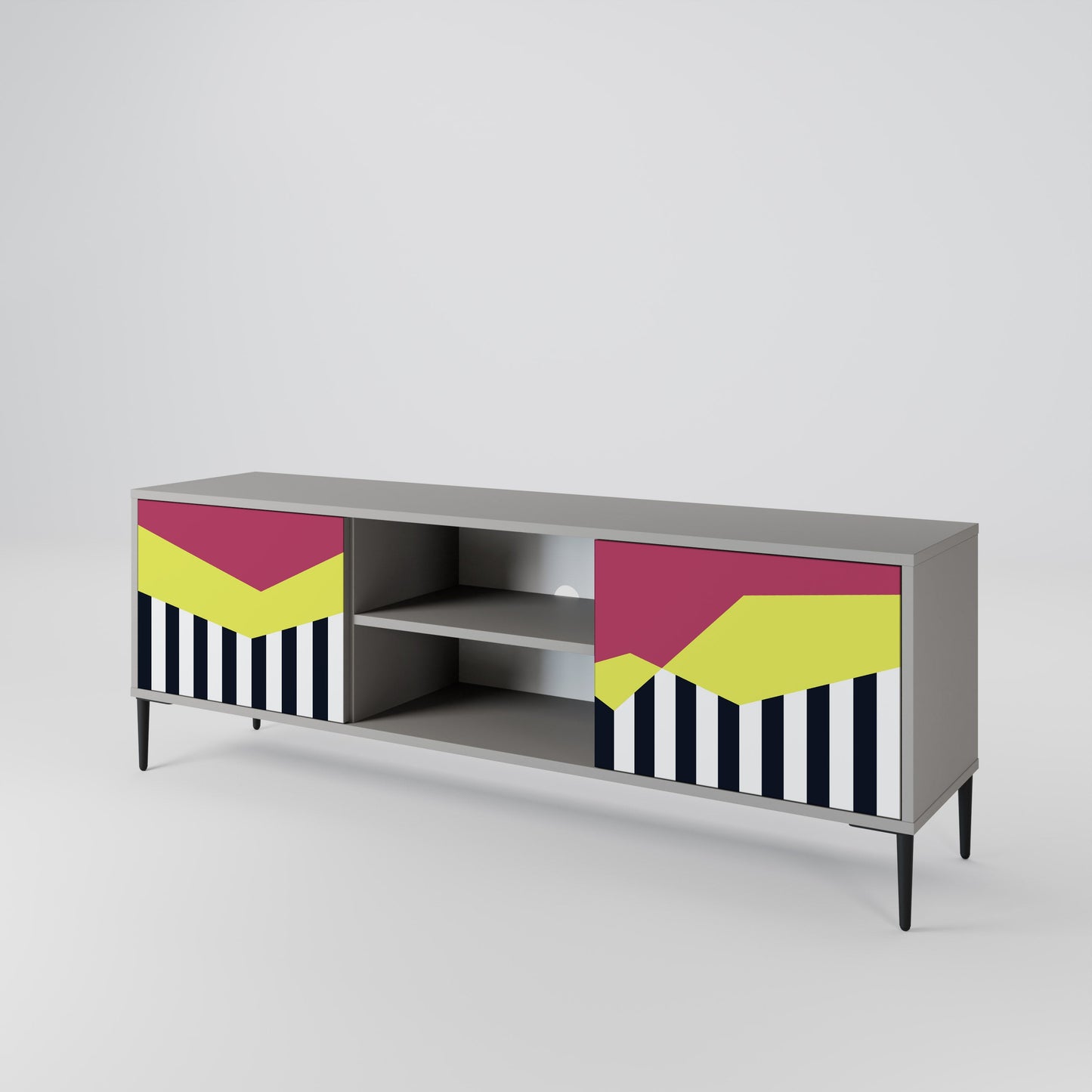 PIANO FANTASY 2-Door TV Stand in Grey Finish