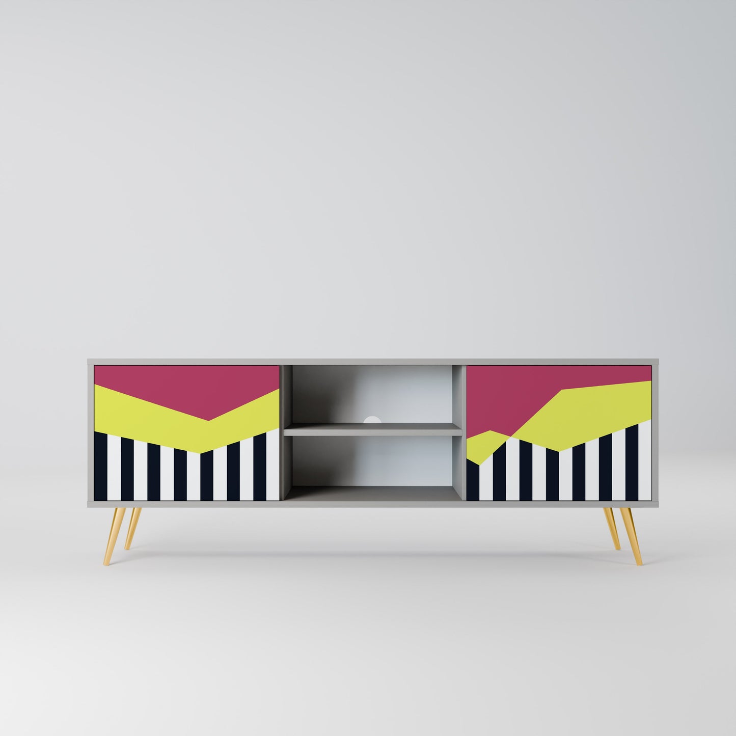 PIANO FANTASY 2-Door TV Stand in Grey Finish