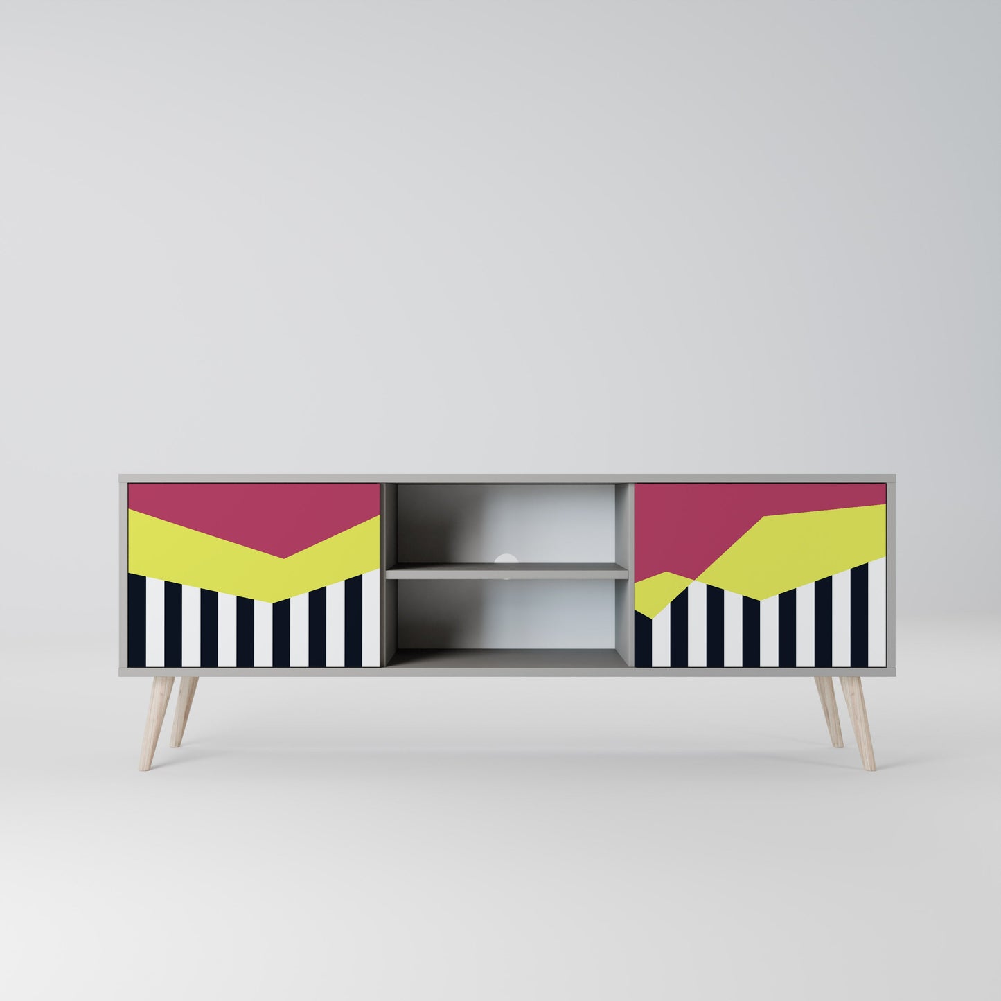 PIANO FANTASY 2-Door TV Stand in Grey Finish