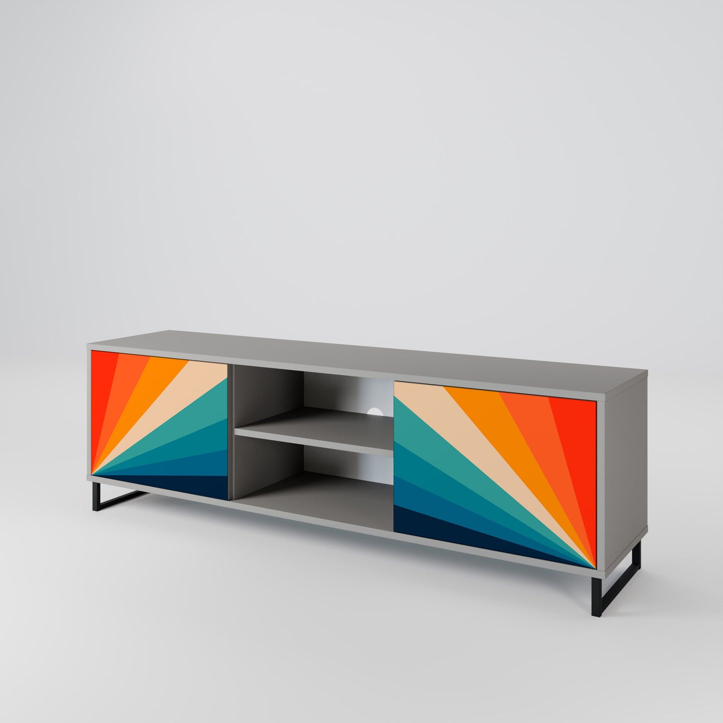 PRISM CONCUSSION 2-Door TV Stand in Grey Finish