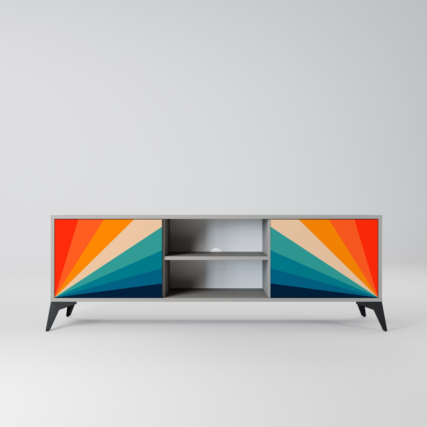 PRISM CONCUSSION 2-Door TV Stand in Grey Finish