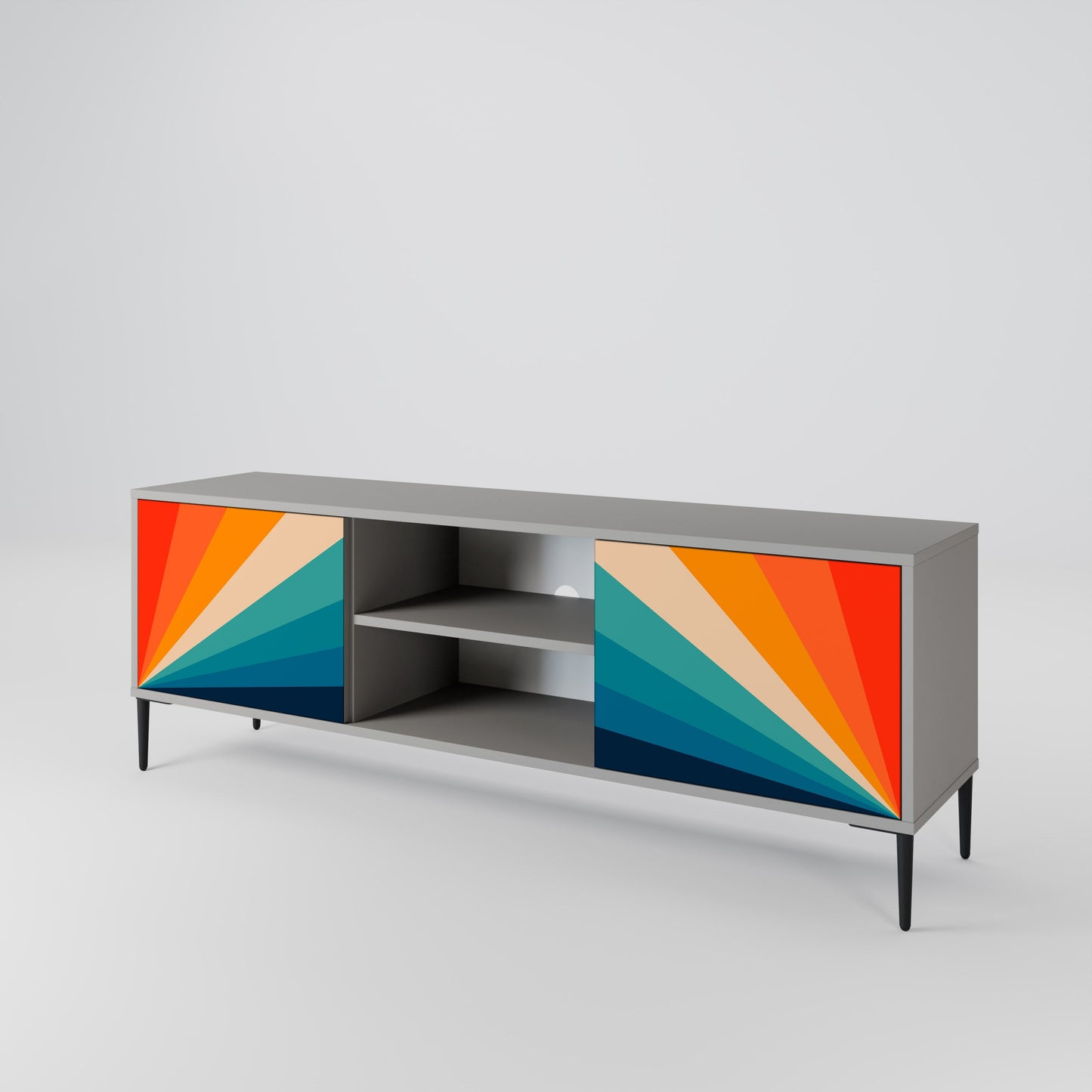 PRISM CONCUSSION 2-Door TV Stand in Grey Finish