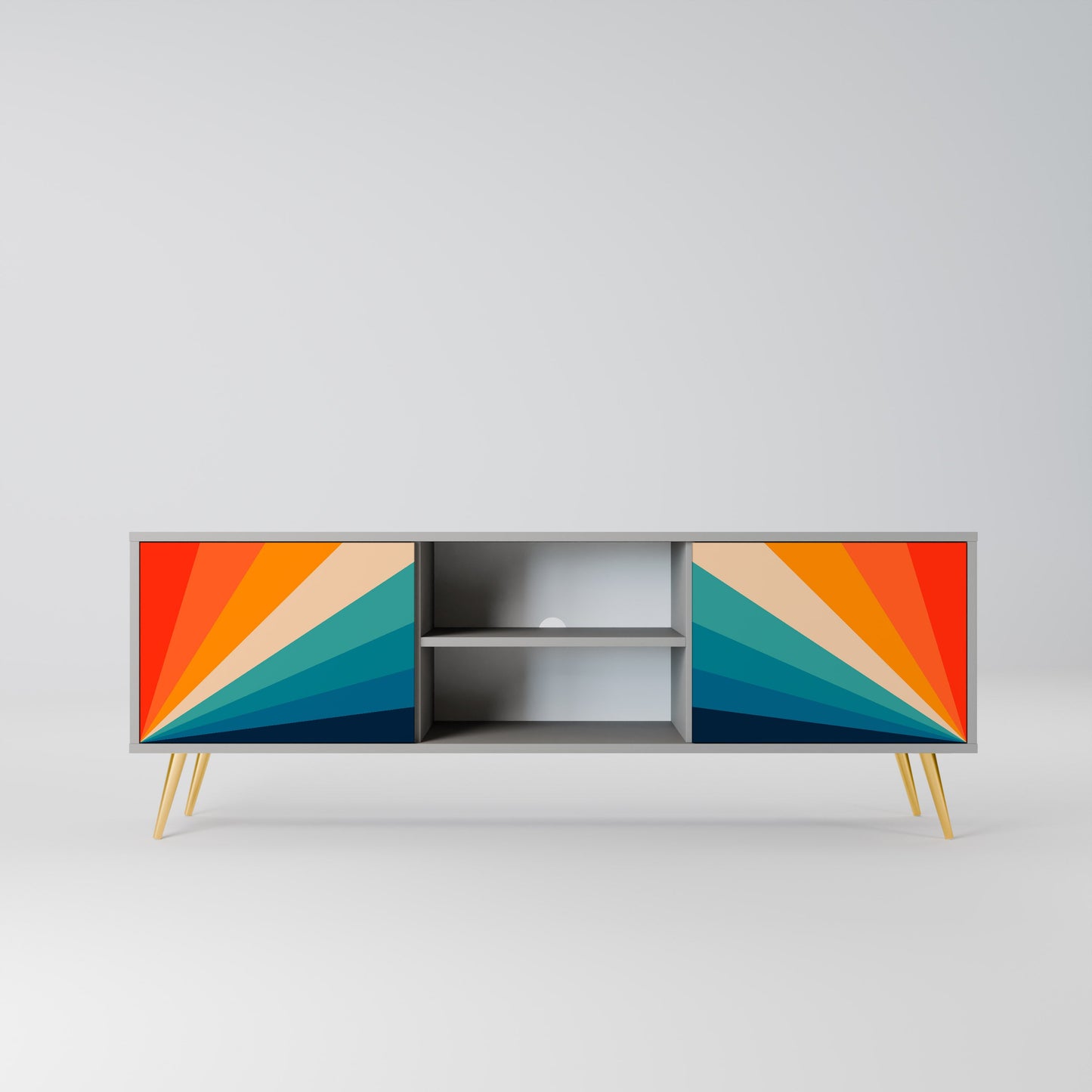 PRISM CONCUSSION 2-Door TV Stand in Grey Finish
