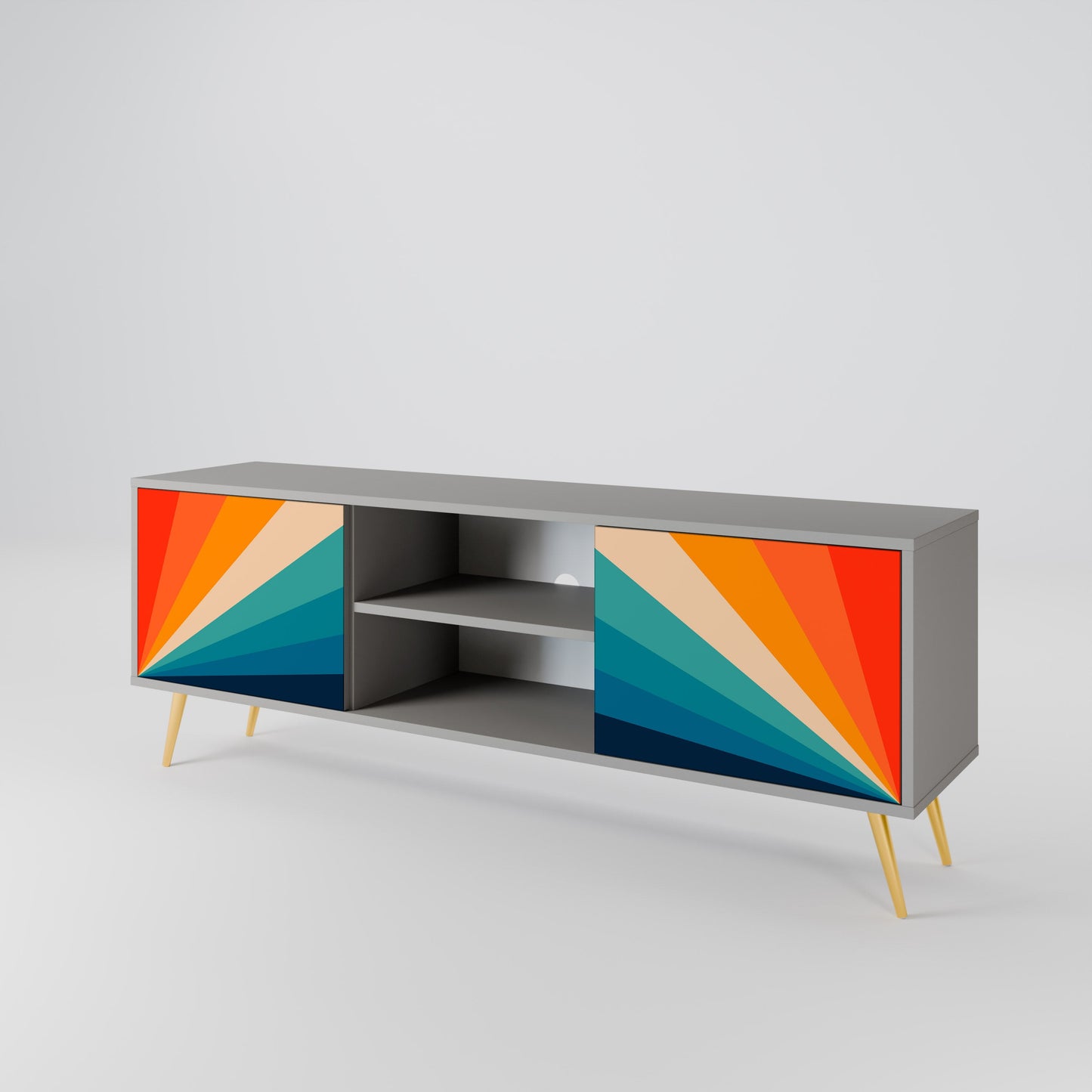 PRISM CONCUSSION 2-Door TV Stand in Grey Finish